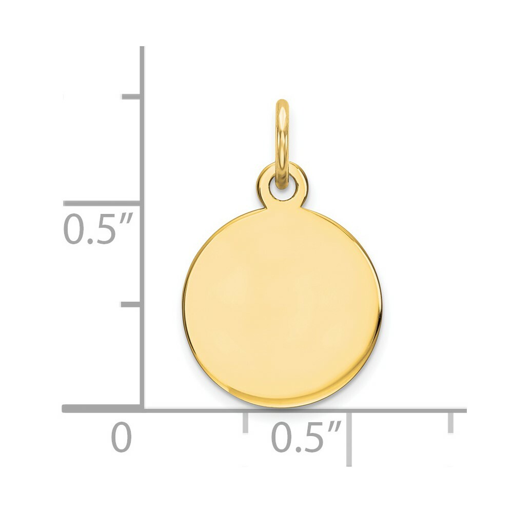 Real 10kt Yellow Gold Round Disc Charm