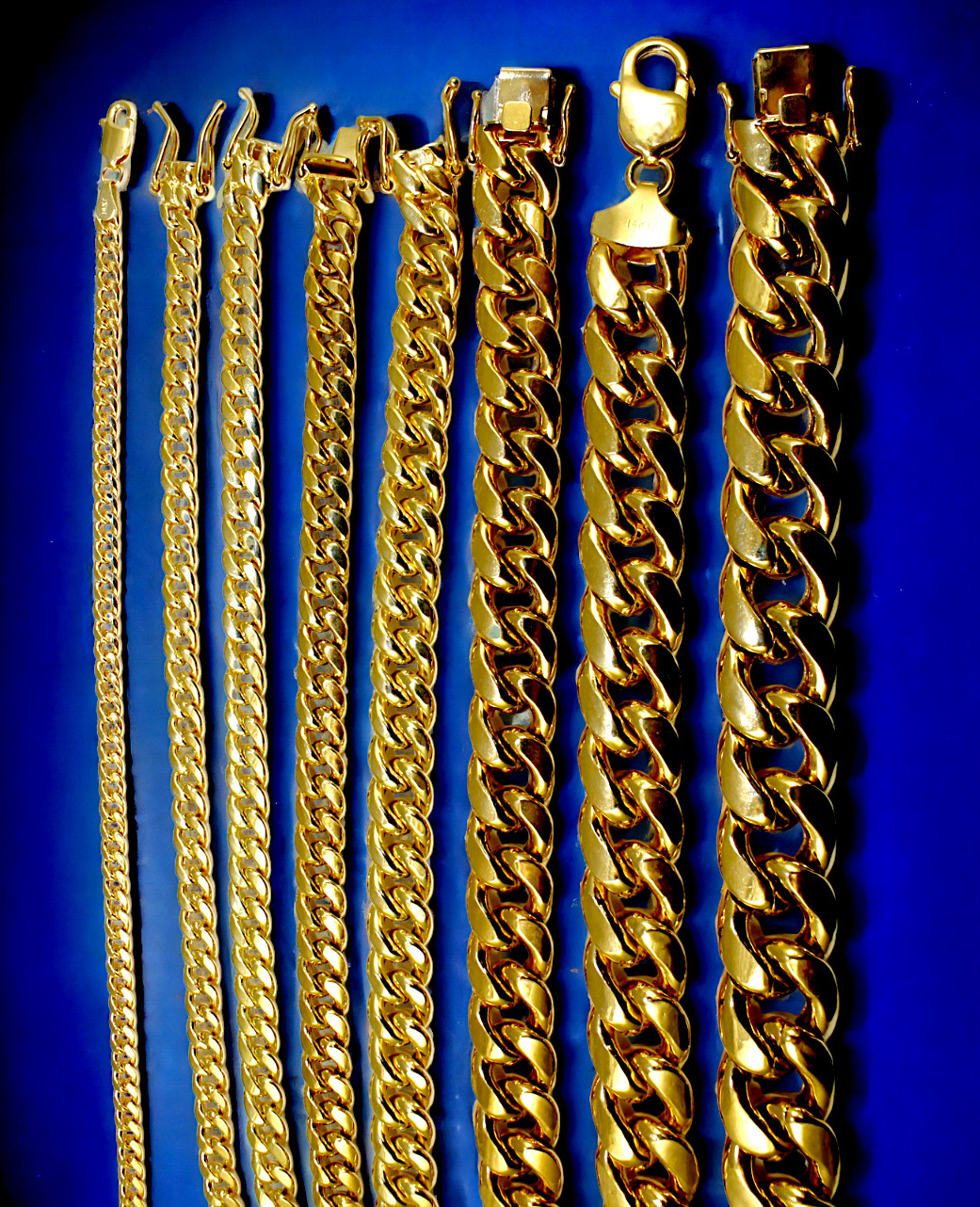 14K Yellow Gold 3mm-15mm Miami Cuban Necklace Bracelet Chain Real Gold 7″-30″