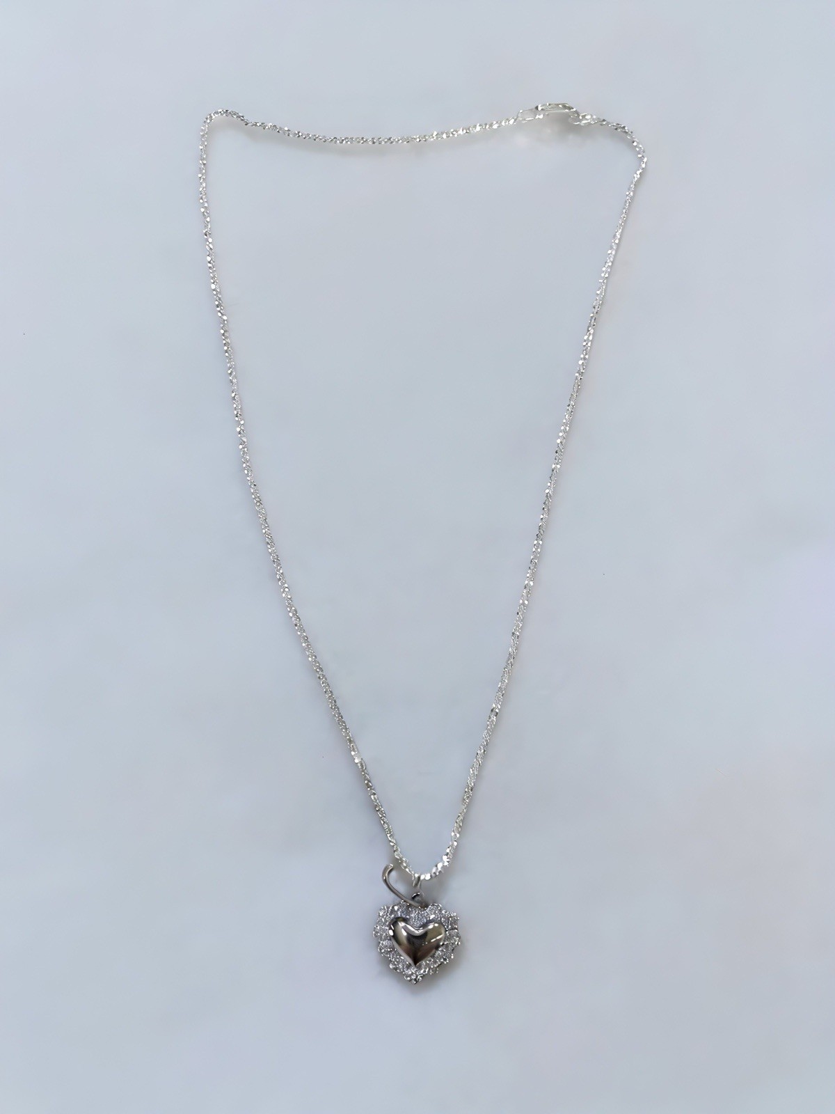 925 SS Heart Moissanite Pendant Necklace 0.53 CT VVS D Rhodium Finish