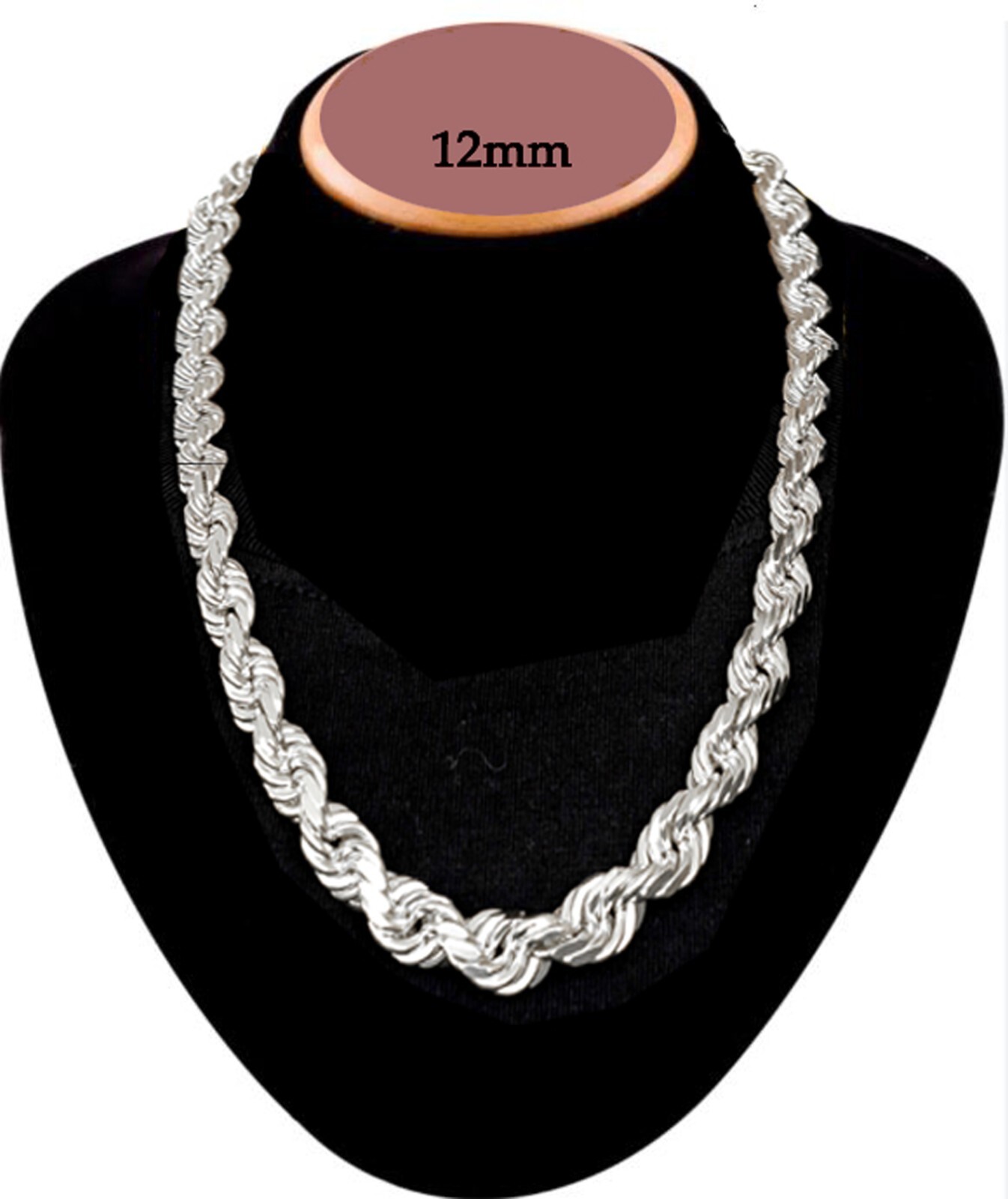 10k White Gold 1mm-12mm Solid D/Cut Rope Chain Necklace Bracelet Size 7″-30″