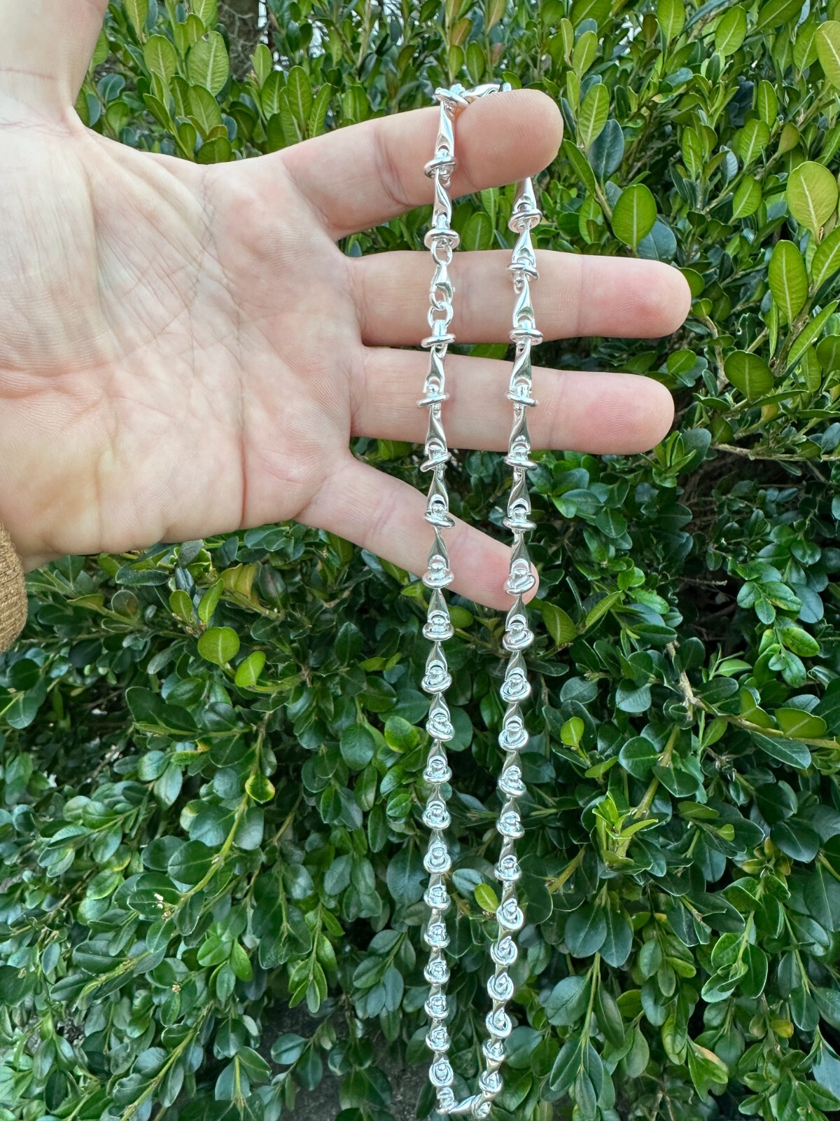Real 925 Sterling Silver Custom 8mm Barbed Wire Link Chain Necklace Or Bracelet