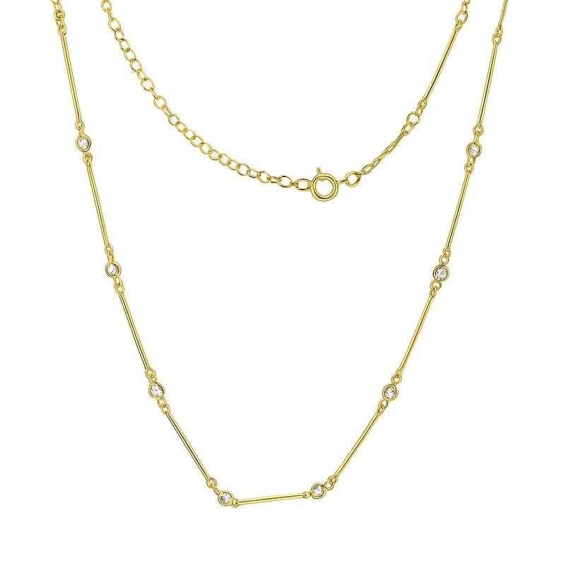 Round Natural Diamond GH/SI 14k Solid White Gold Girlfriend Day Station Necklace