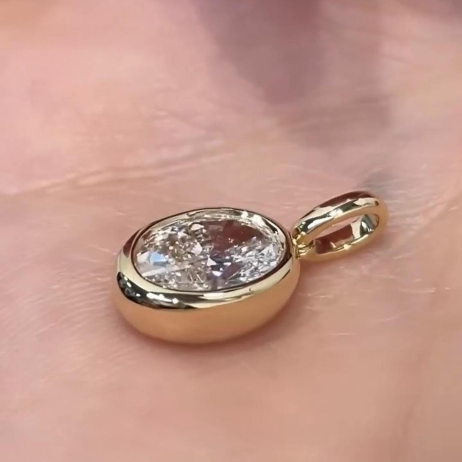 2ct Oval Moissanite Pendant Bezel Set 925 Sterling Silver Teardrop Gift Necklace