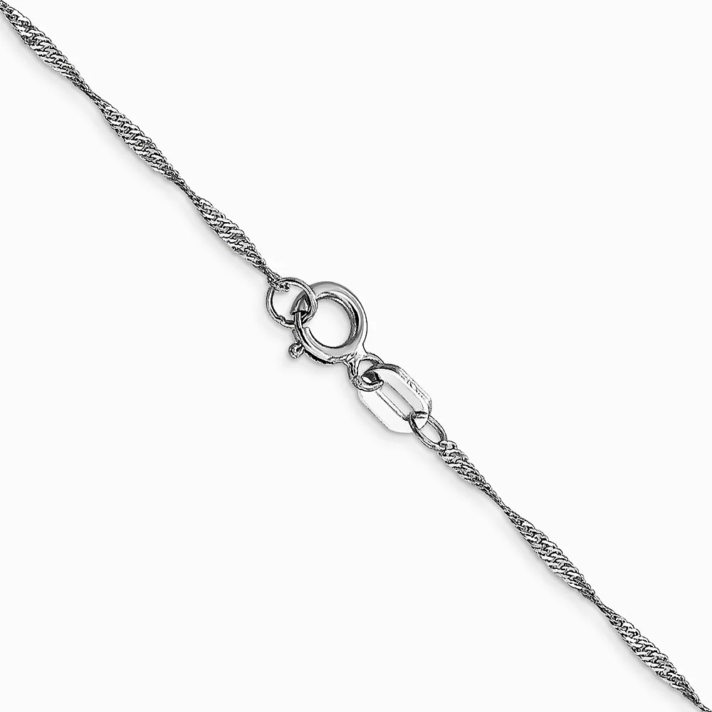 14K White Gold 1mm Carded Singapore Chain Necklace 16″-24″