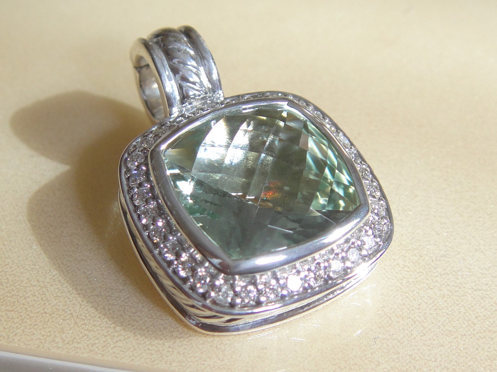 DAVID YURMAN SS ALBION PRASIOLITE ( SAGE ) DIAMOND ENHANCER