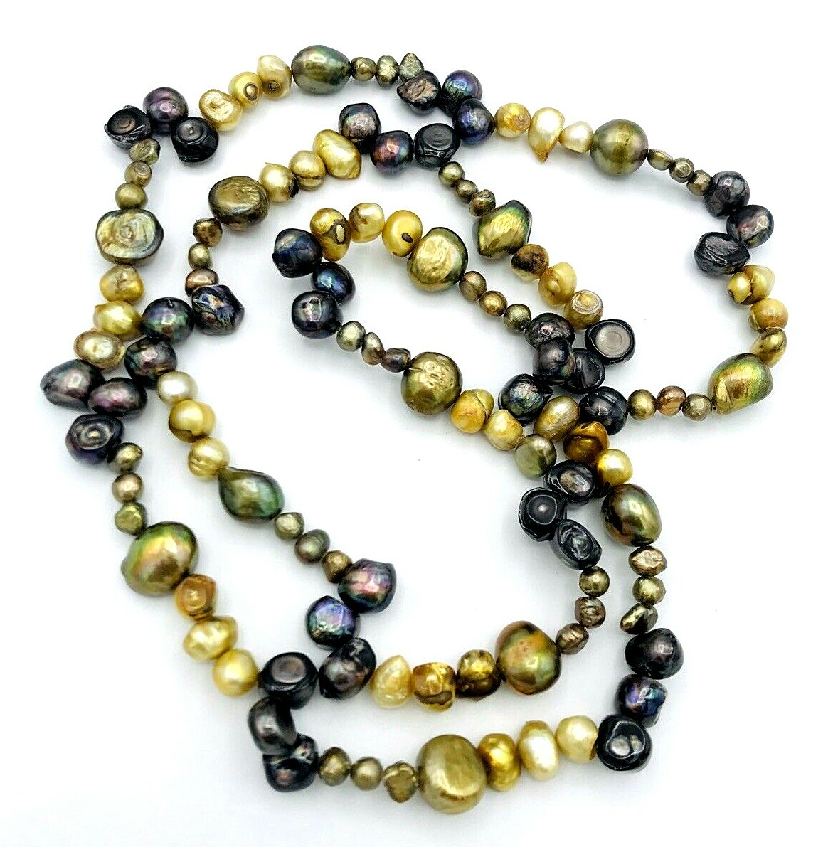 Freshwater Baroque Pearl Infinite Strand Necklace 36″