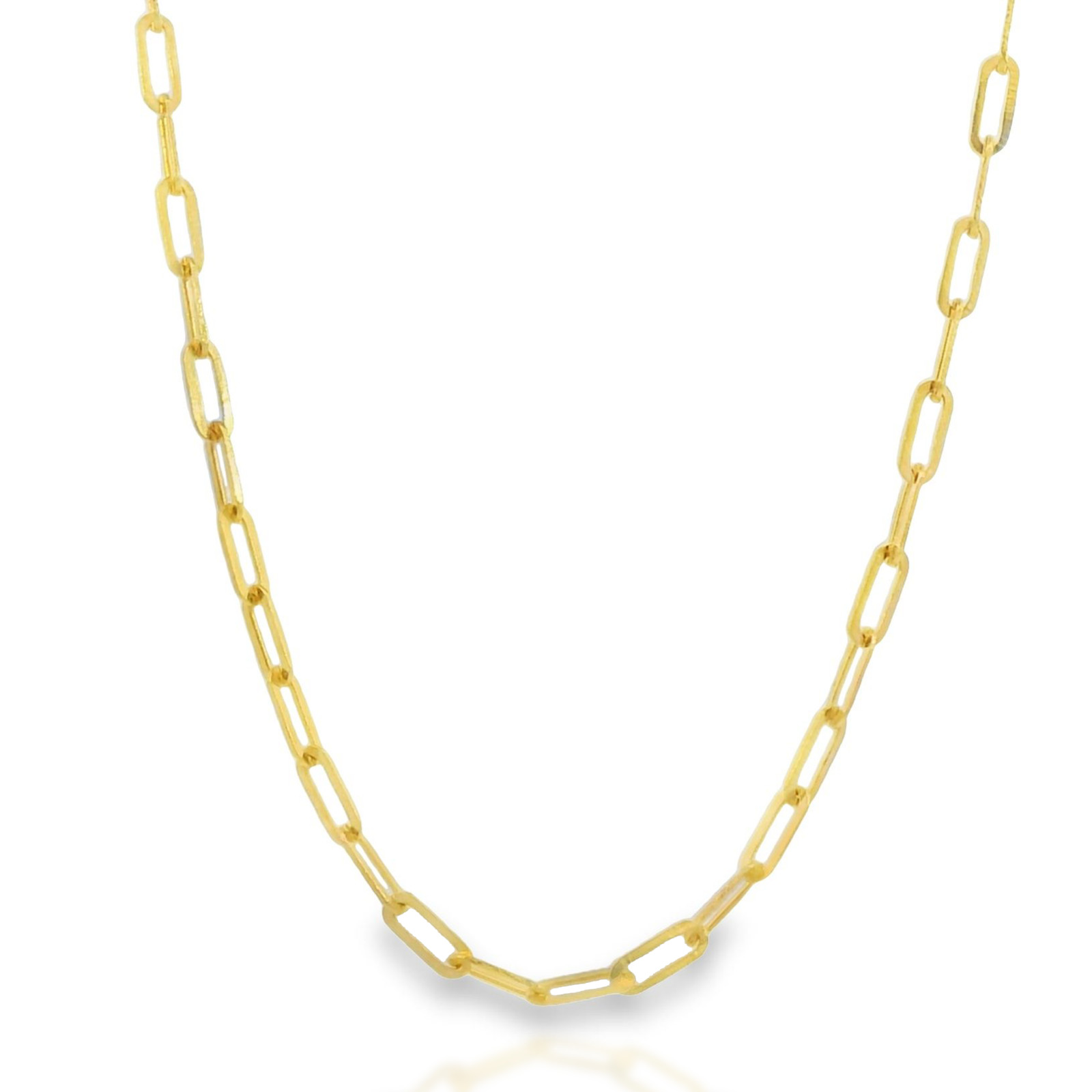 14k SOLID Gold Chain 3.5mm Necklace Paper Clip Chain 22″ 24″ – UNISEX Adult