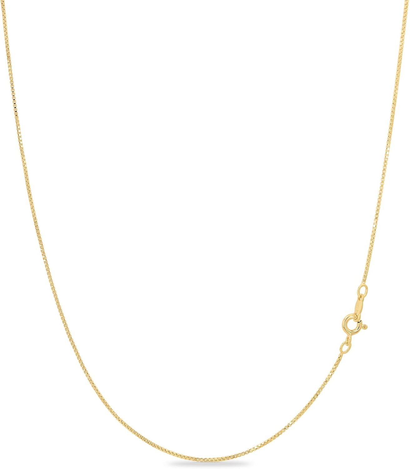 Technibond 14K Gold Plated Sterling Silver Box Chain Necklace 1mm 16-30 Inch