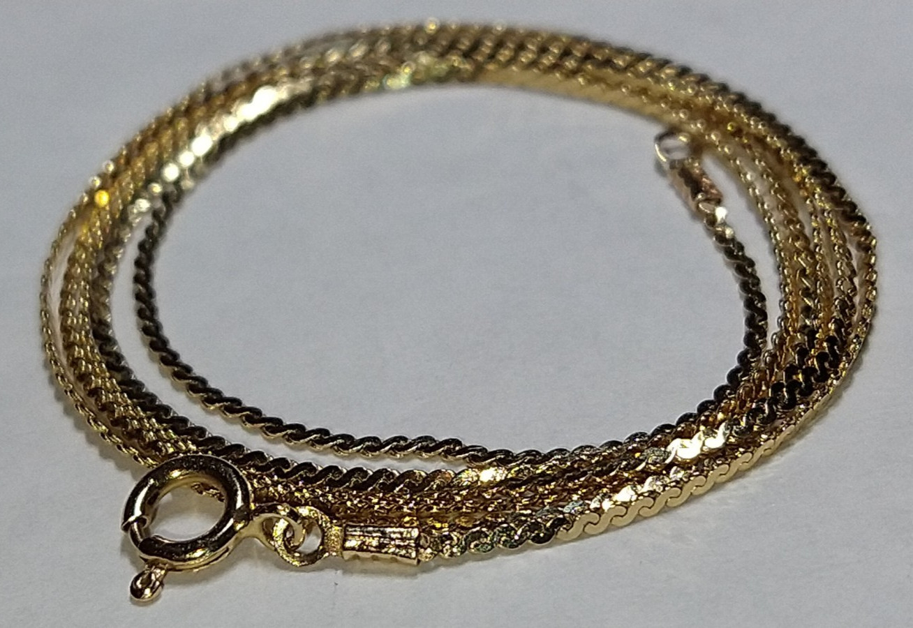 Solid 14k gold 0.85mm serpentine chain 1.29 grams – 18″