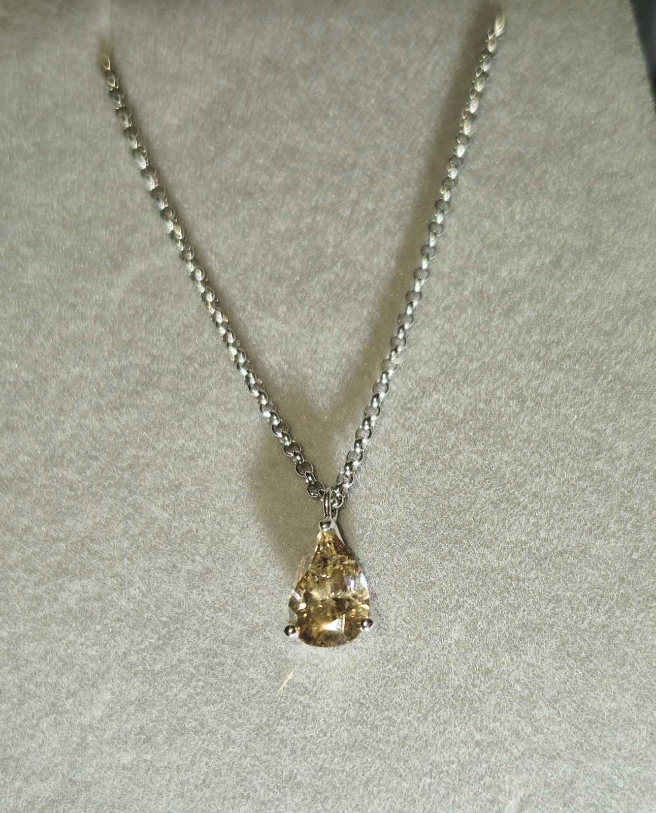 STUNNING! PLATINUM 900 NATURAL EARTH MINED 1ct GOLDEN DIAMOND SOLITAIRE NECKLACE