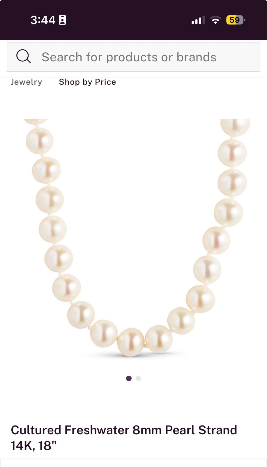 Authentic Ben Bridge 8mm Freshwater Pearl Necklace 18” 14K White Gold Clasp