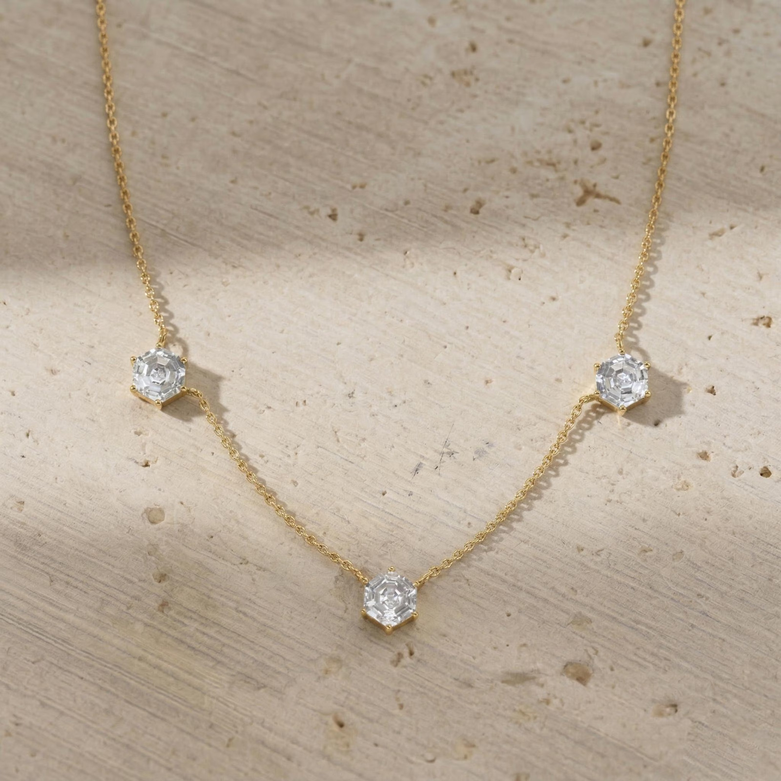 Moissanite Station Necklace, Bridal Necklace, Dainty Moissanite Necklace