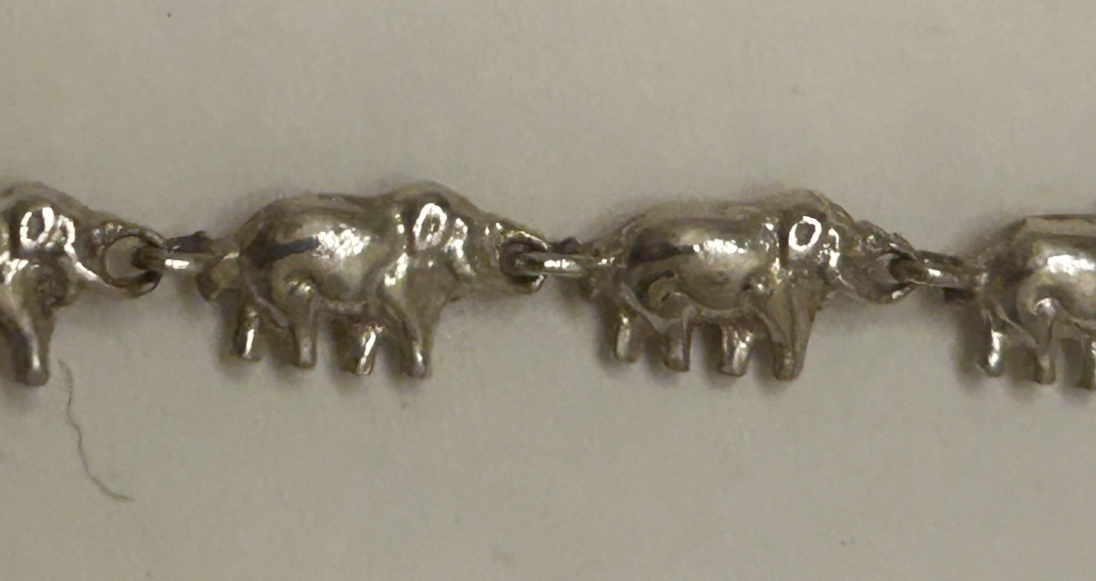 925 Sterling Continuous Pattern Elephants 18” Necklace, 35.5g