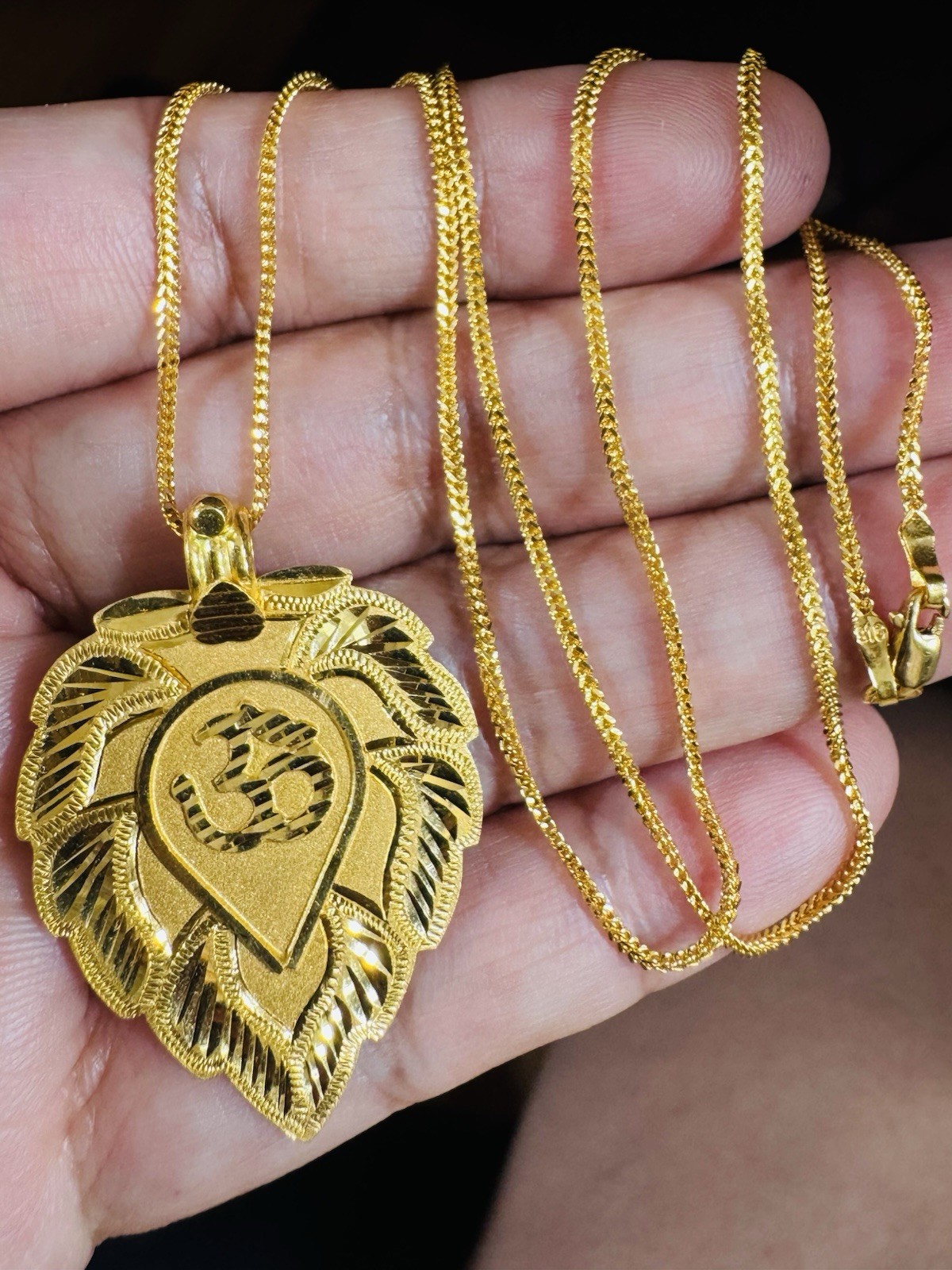 22K 916 22C Real Genuine Gold 20” inch Heart Sikh Necklace 11.1g 1.5mm