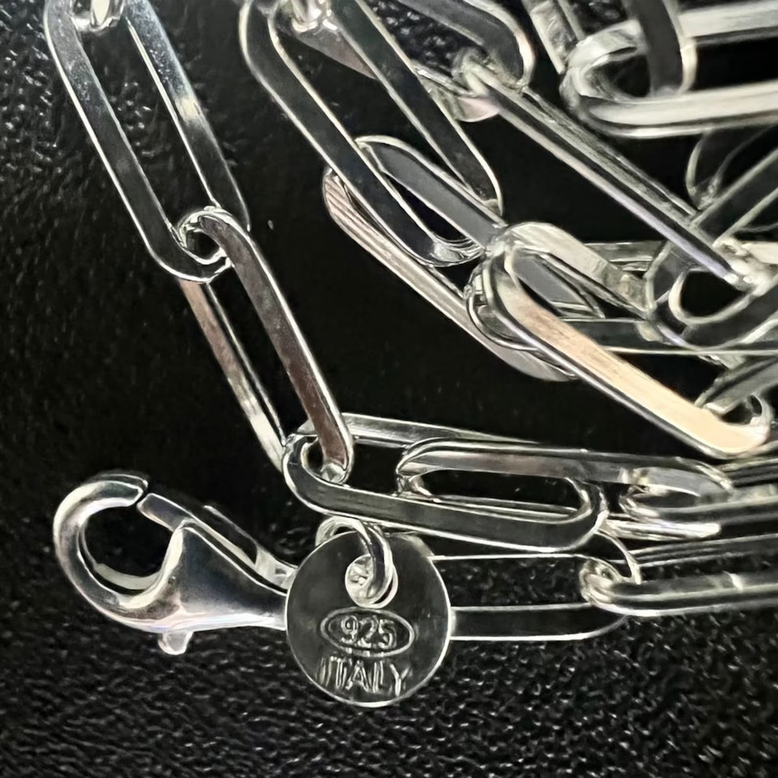 Italy Paper Clip Necklace Sterling Silver 925 Necklace Men Women 4MM FREE SHIP