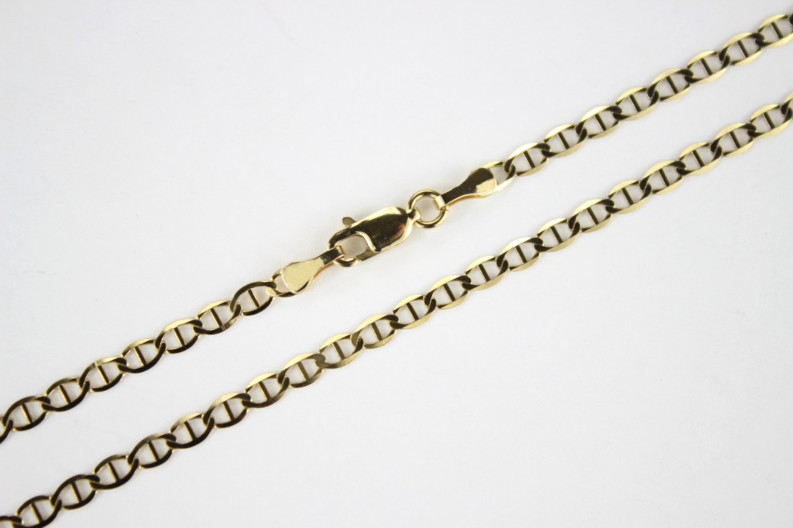 10K Solid Yellow Gold Mariner Anchor Link Chain Necklace 3mm Men Women 16″~30″