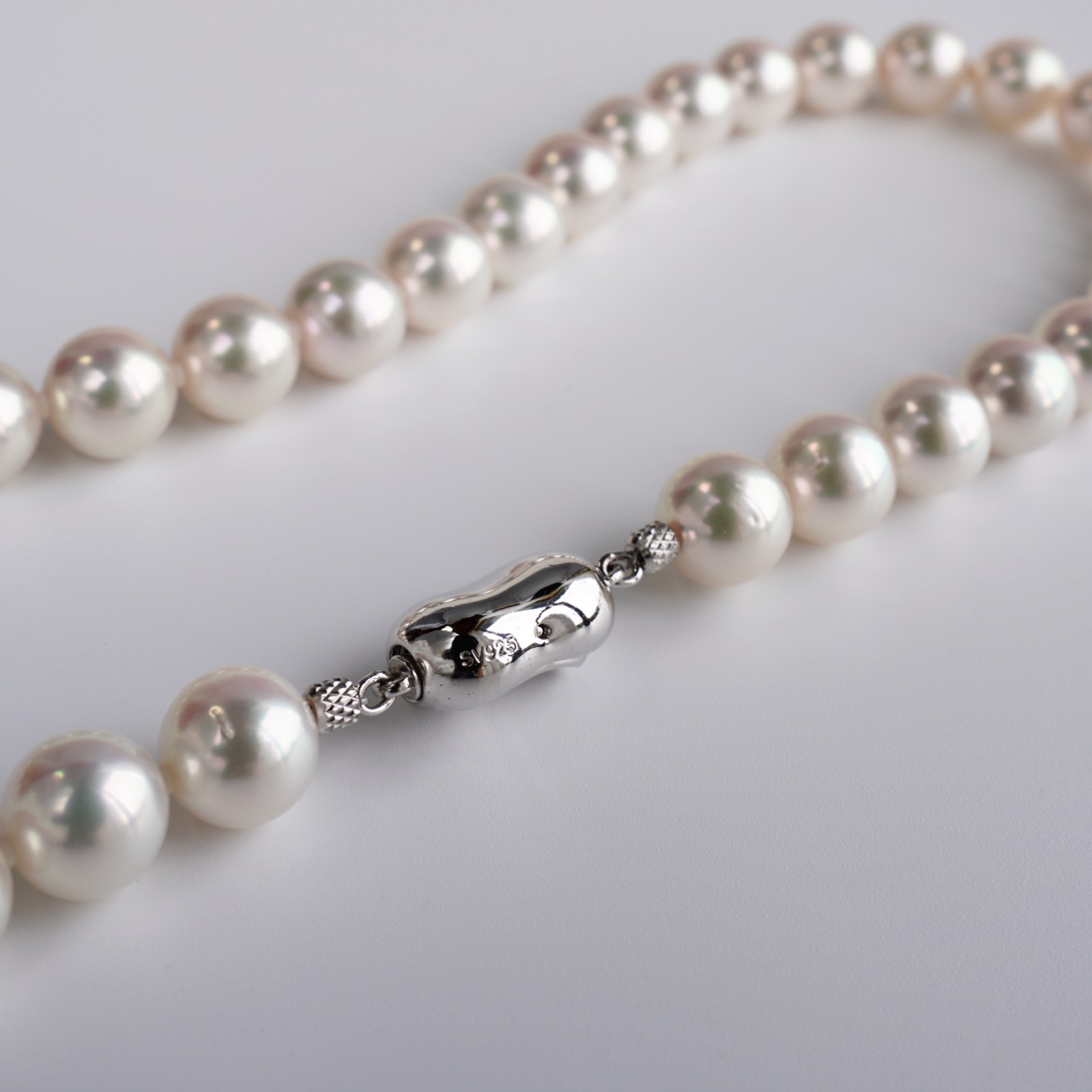 17″,AAA 9-9.5mm Round Hanadama Japanese Akoya Pearl Strand Necklace,Certificate