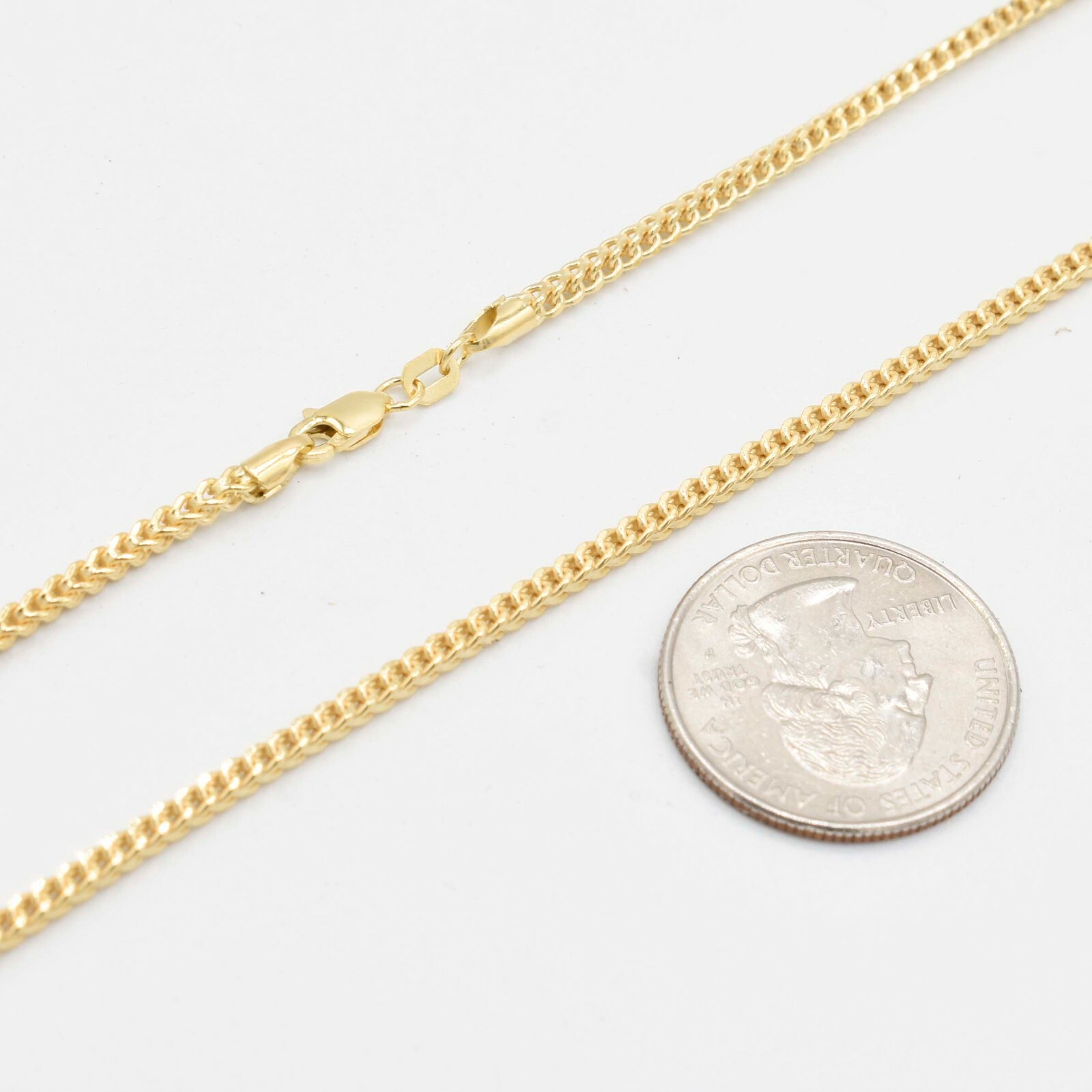 2.2mm Italian Square Franco Link Chain Necklace Real 10K Yellow Gold All Sizes