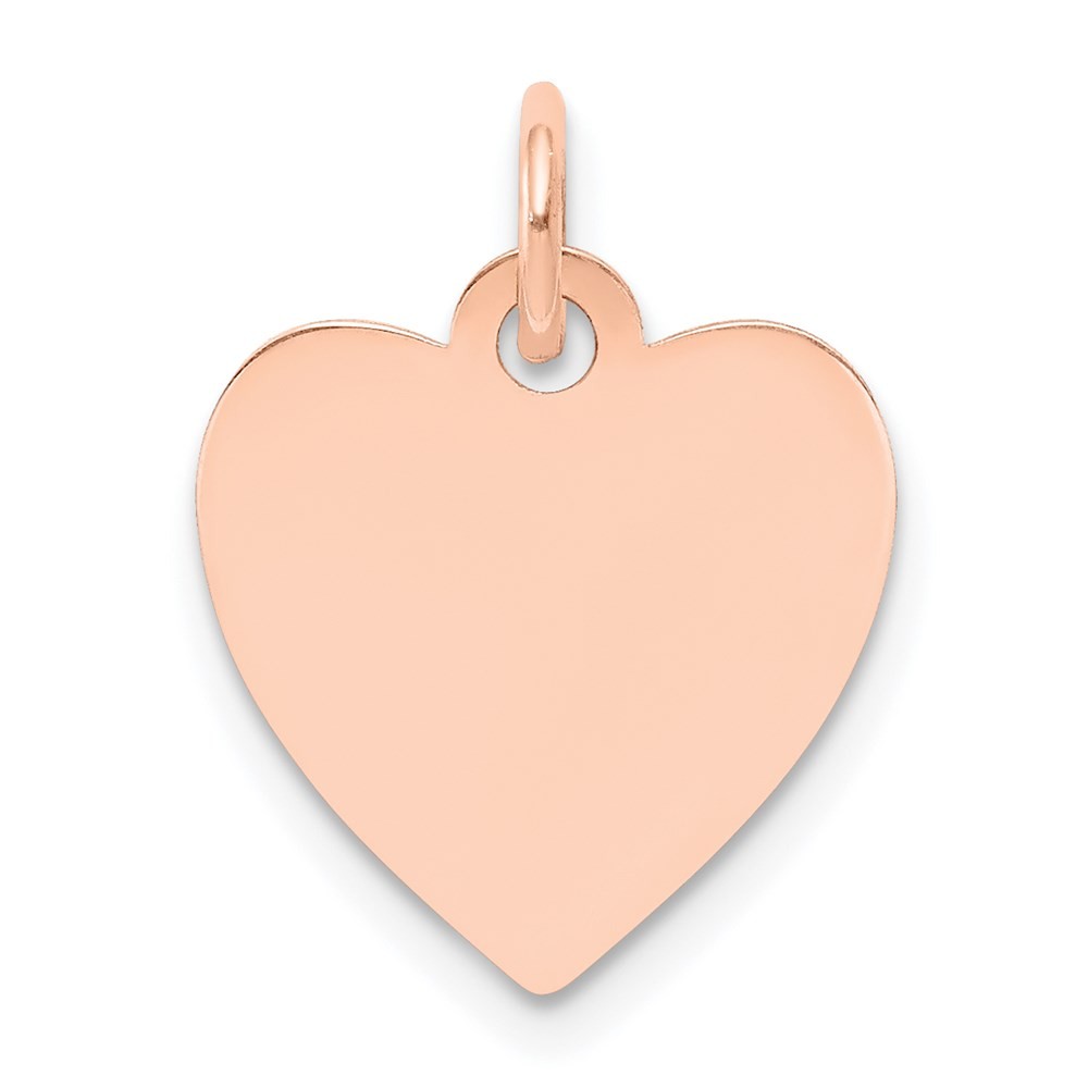 14k Rose Gold Plain .011 Gauge Engraveable Heart 15x14mm Disc Charm Pendant