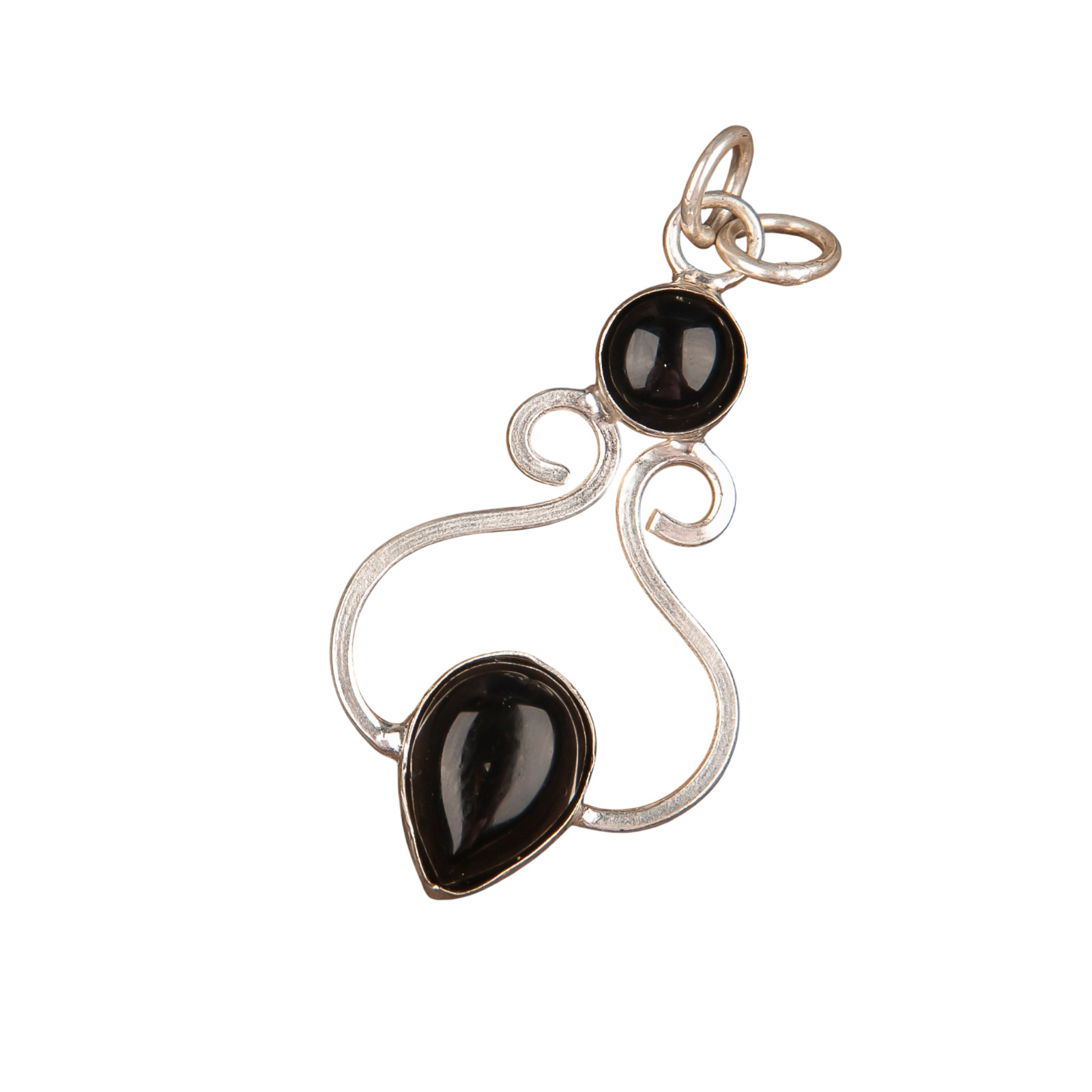 Black Onyx Cab Gemstone 925 Solid Silver Chain Pendent 1.60″ Gift For Women
