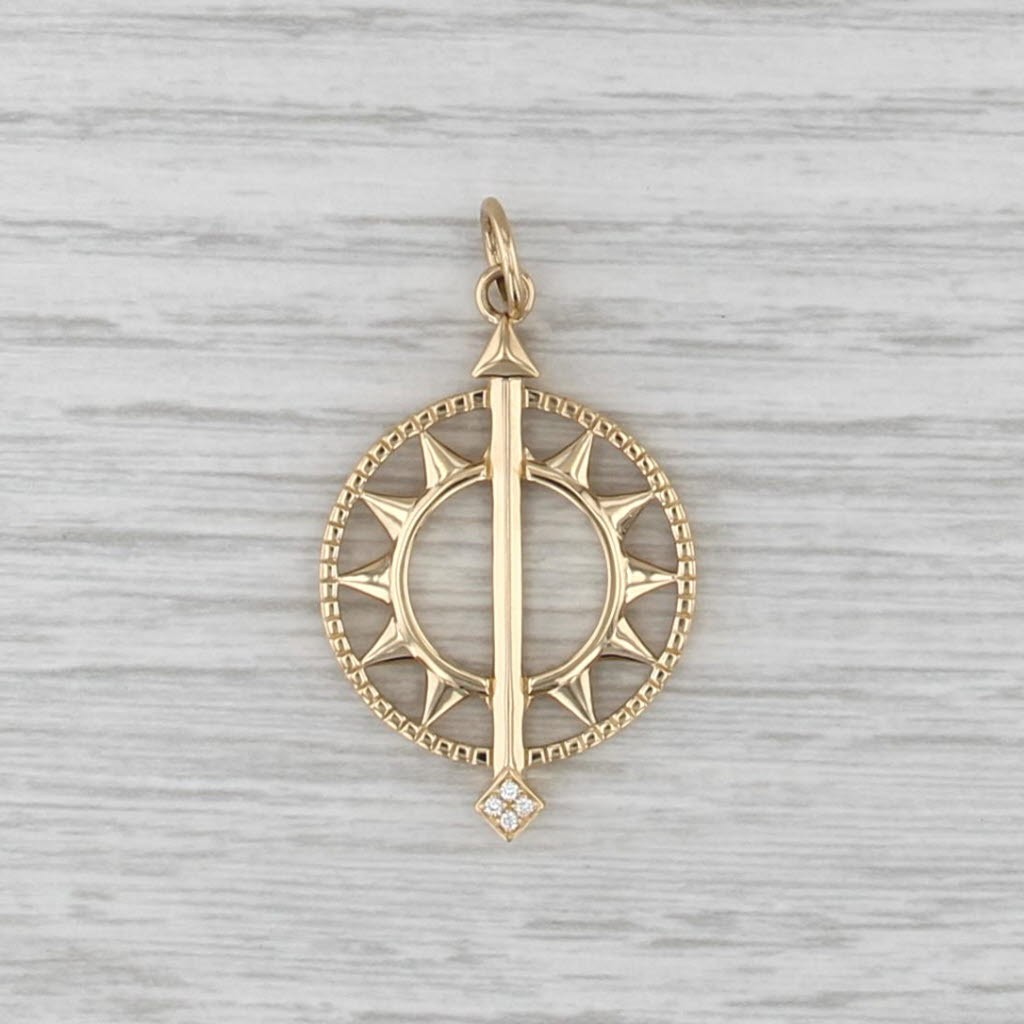 Monica Rich Kosann Diamond Time is Precious Sundial Pendant 18k Tellow Gold