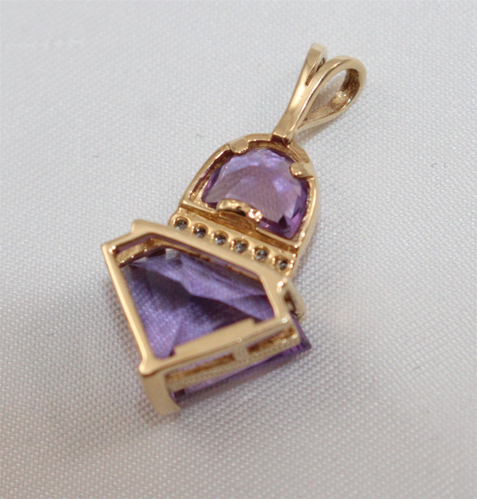 14K Yellow Gold ZRW Amethyst & Diamond Pendant