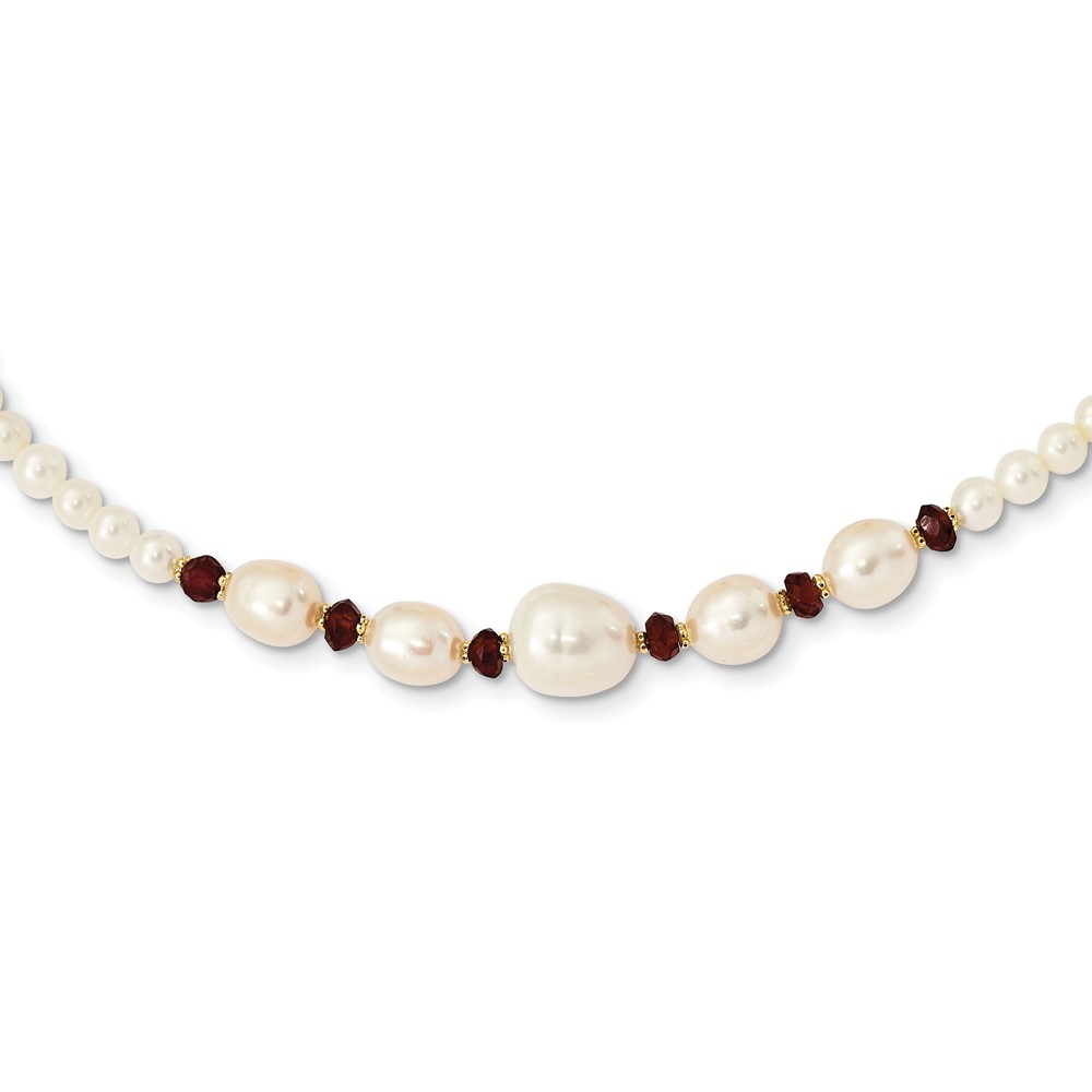 14k Yellow Gold White Semi-Round Freshwater Cultured Pearl and Faceted 4.0GA
