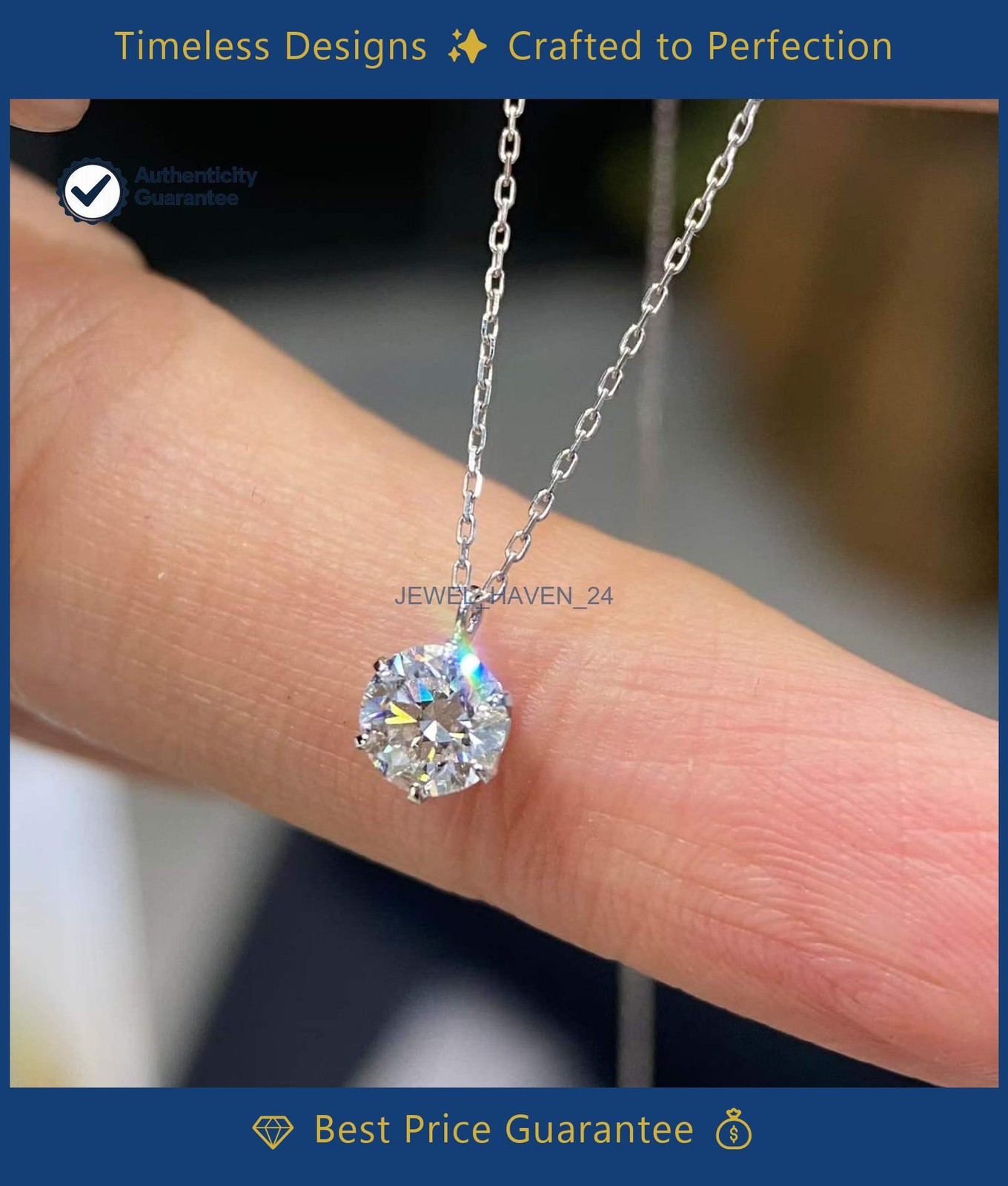14K White Gold Round Natural Diamond Pendant 18” Chain UGL DEF I1/I3