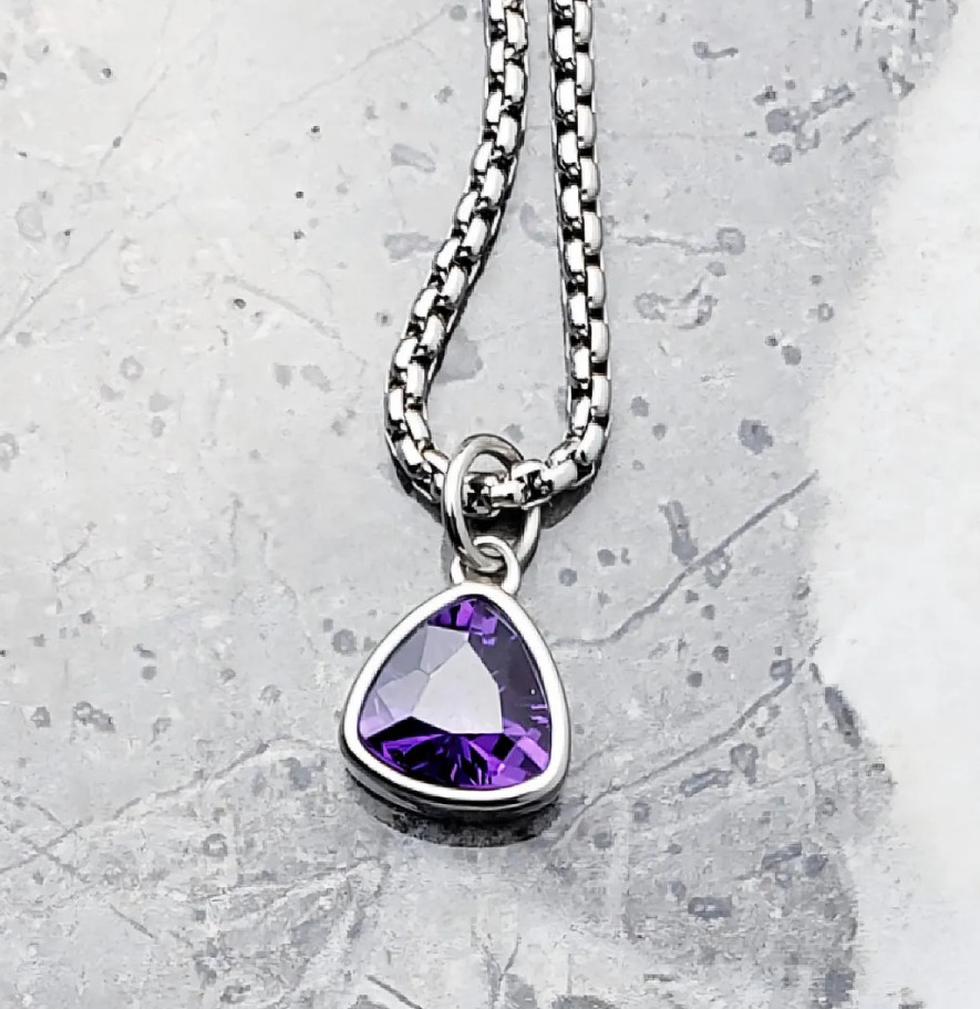 Real Trillion Cut Amethyst Gemstone Pendant 925 Sterling Silver Anniversary Gift