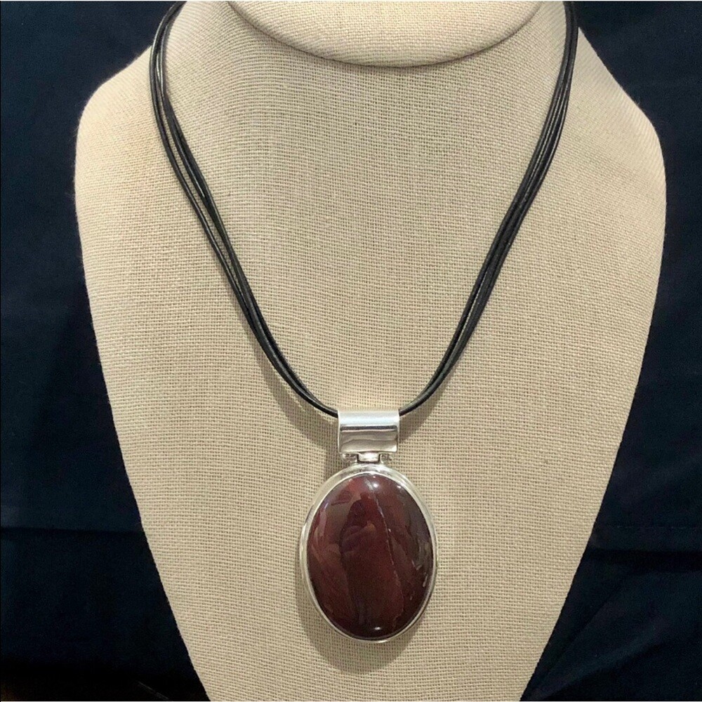 EXEX Claudia Agudelo Carnelian & Sterling Silver Leather Necklace