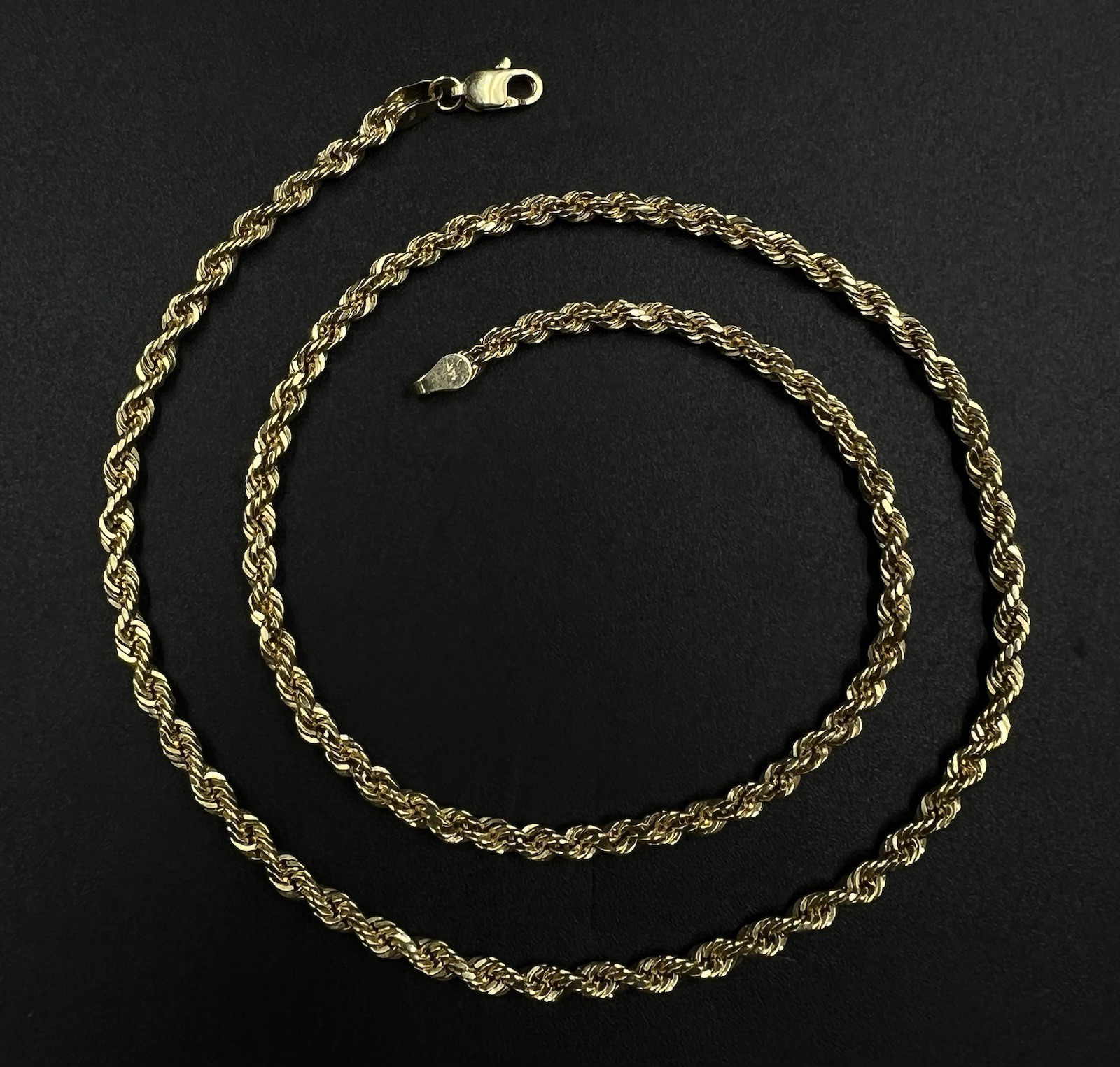 18” 14K Hollow Yellow Gold Diamond Cut Rope Chain | 5.92g | 3.3mm | Lobster |