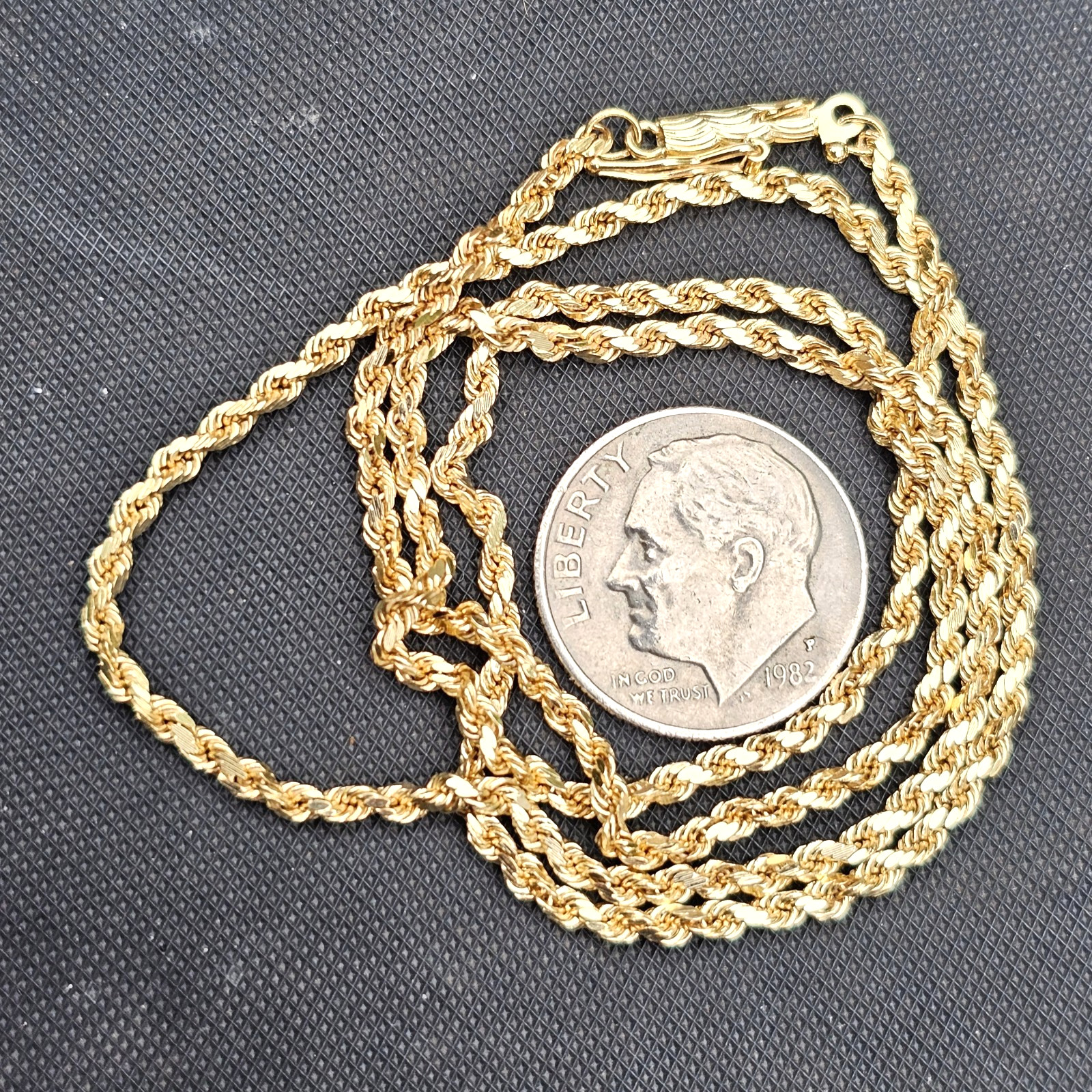 18″ diamond cut rope chain necklace 14K yellow gold 3.4 grams 1.7mm 3.4 grams