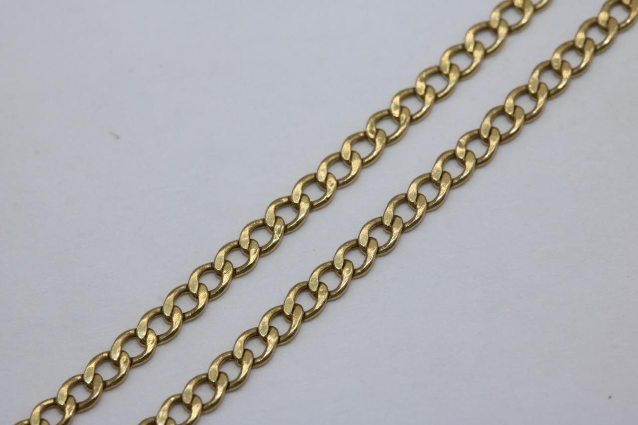 Fine 14K Yellow Gold 2mm Curb Link Chain Necklace 24″ Long