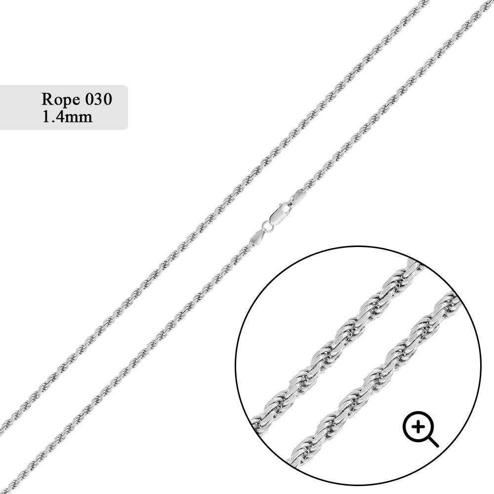 925 Sterling Silver Rope Chain Necklace – Solid Real Silver – 1.4mm–3.7mm