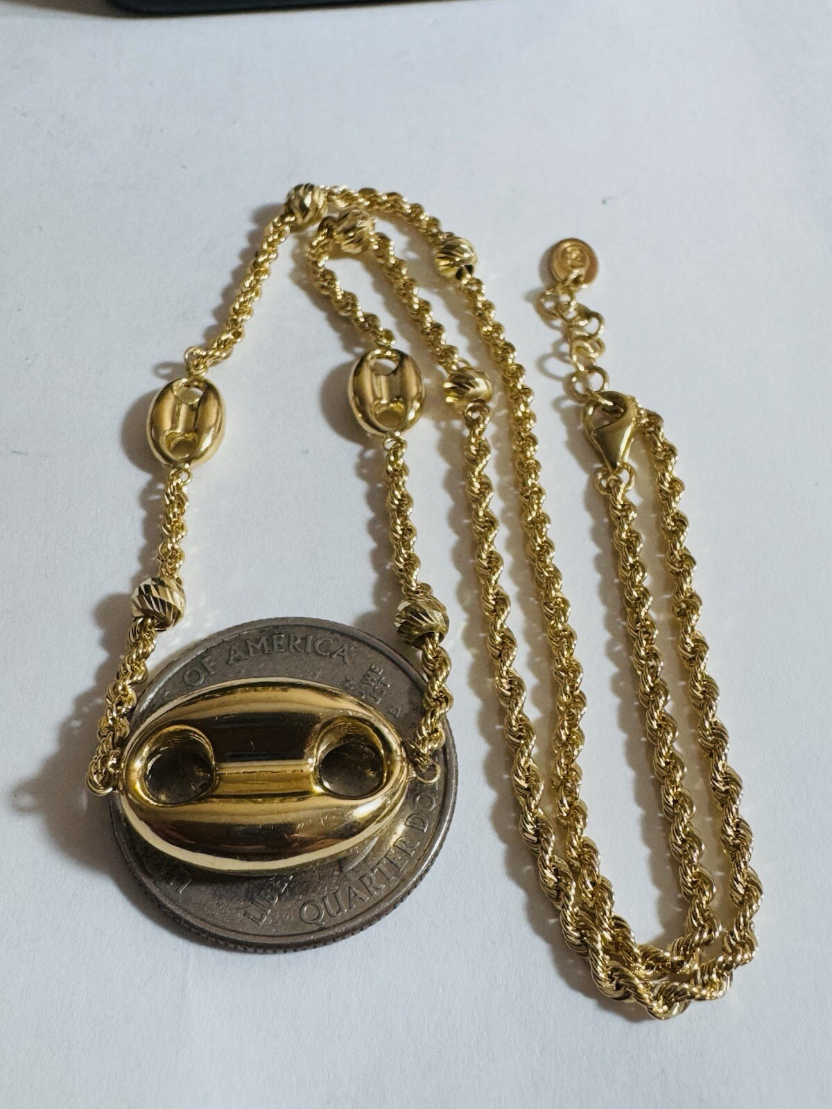 New 18K 750 Dubai Yellow Solid Gold Puff Necklace 17.5” -17” Inch 6g 2.5mm
