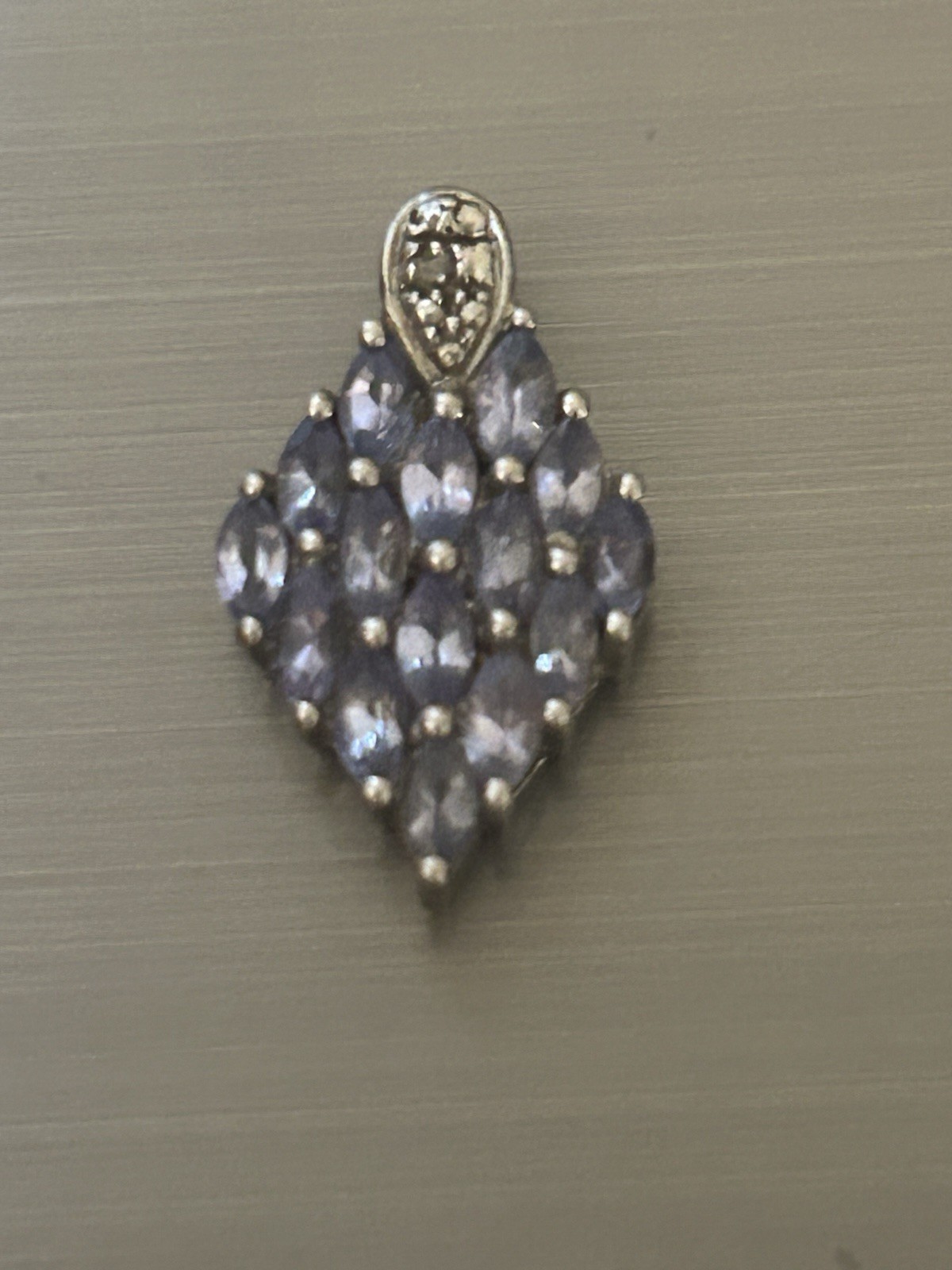 Sterling Silver Tanzanite Diamond Studded Pendant 2 Grams