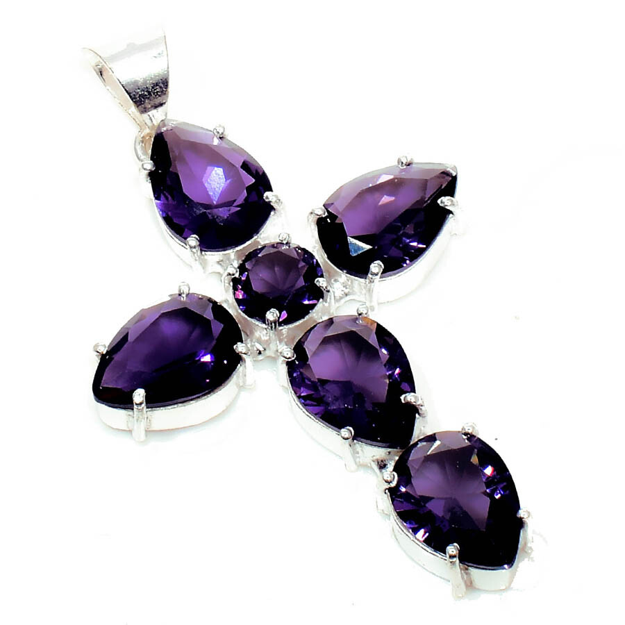 Purple Amethyst Gemstone Handmade 925 Sterling Silver Jewelry Gift To HerPendant