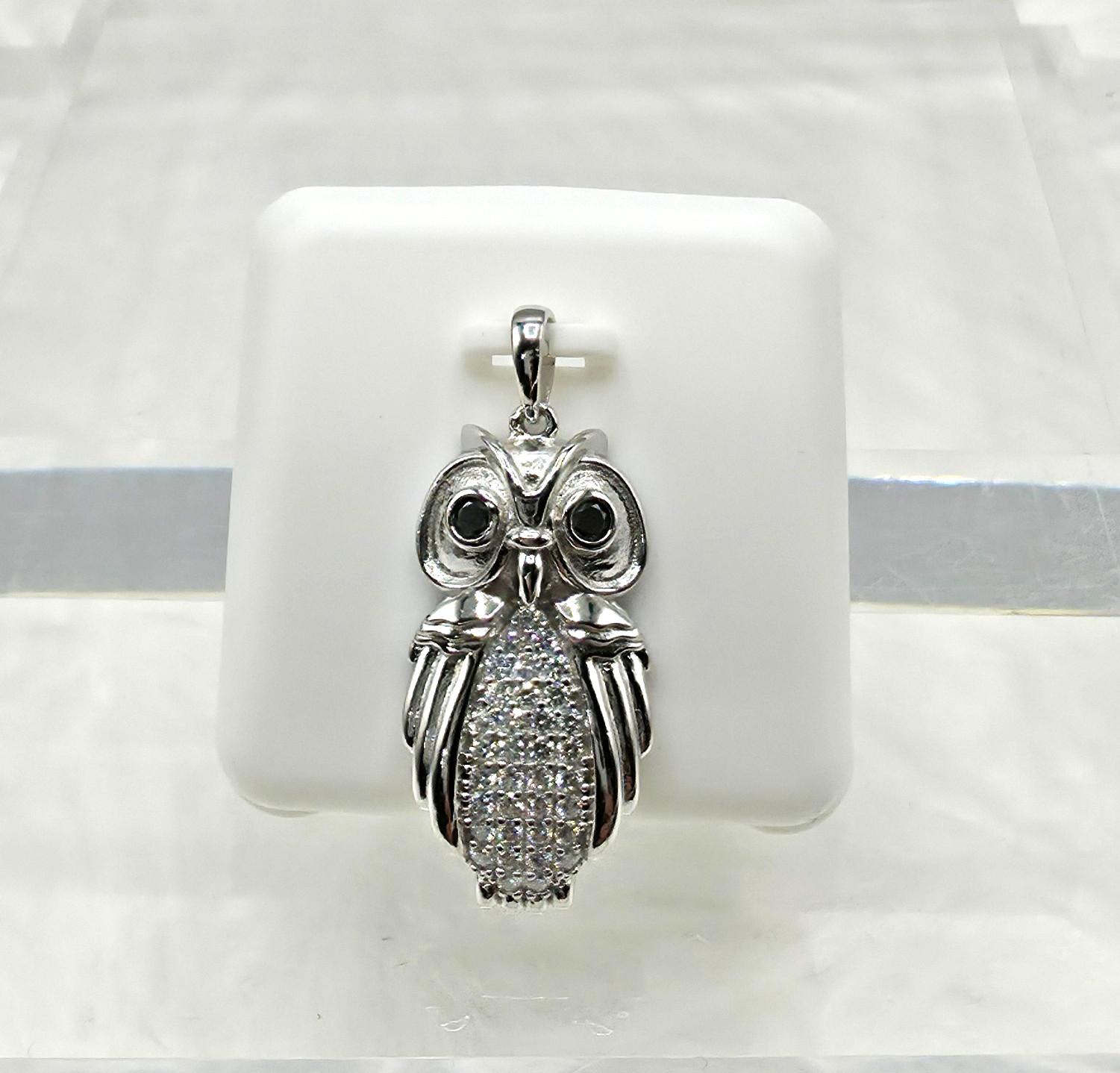 Moissanite Owl Pendant 925 Sterling Silver Cute Animals Bird