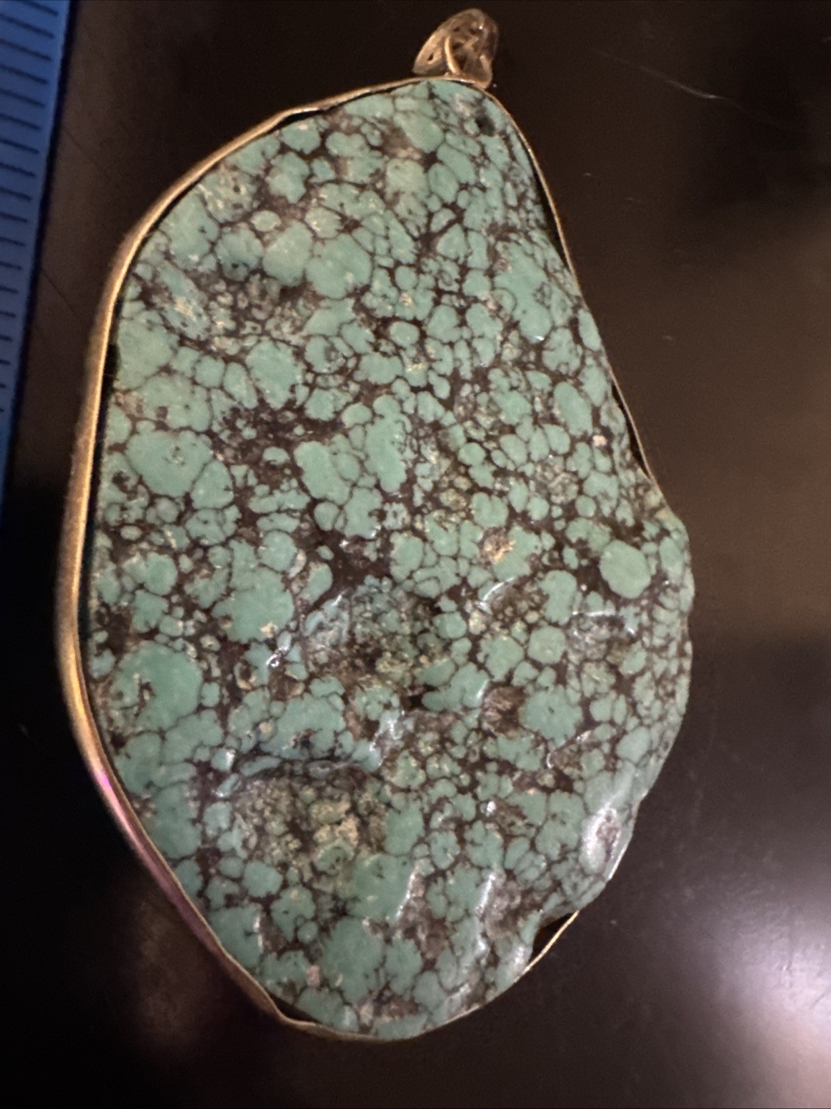 925 Silver Block Turquoise Pendant