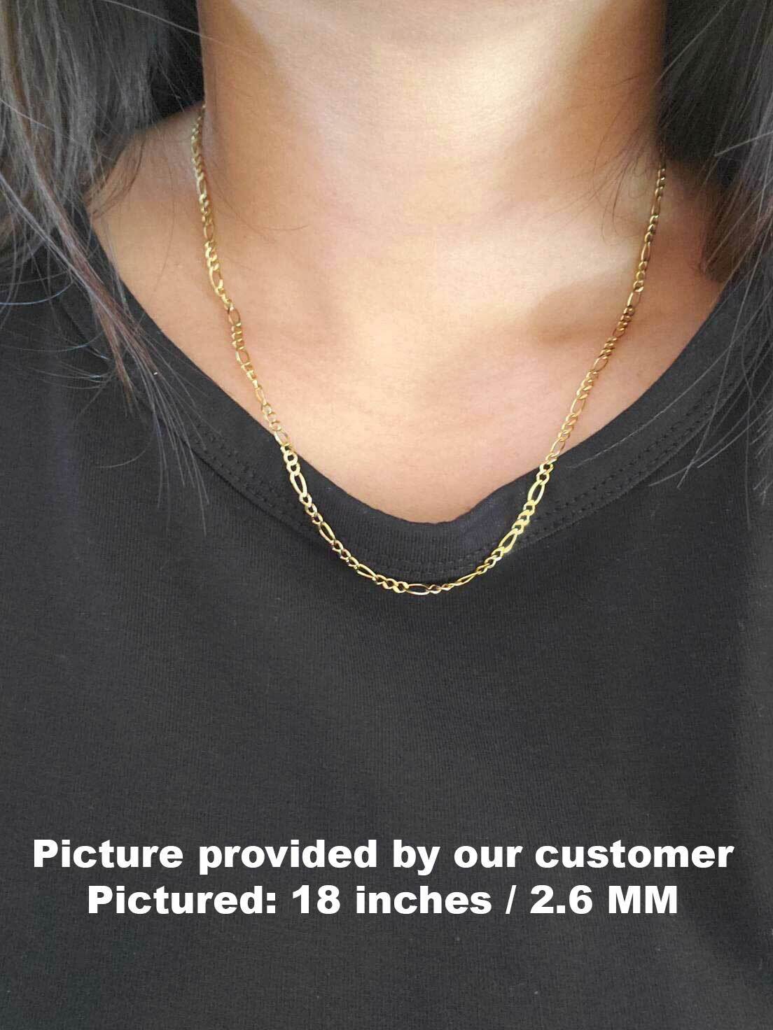 Solid 10K Real Yellow Gold Figaro Link Chain 2mm-8mm Wide 7″-30″ Necklace Men