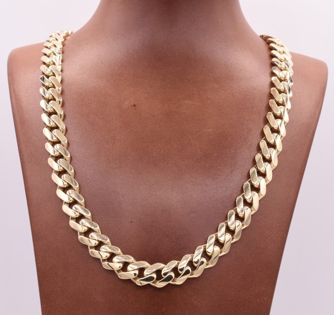 11mm Mens Miami Cuban Royal Link Chain Necklace Box Clasp Real 10K Yellow Gold