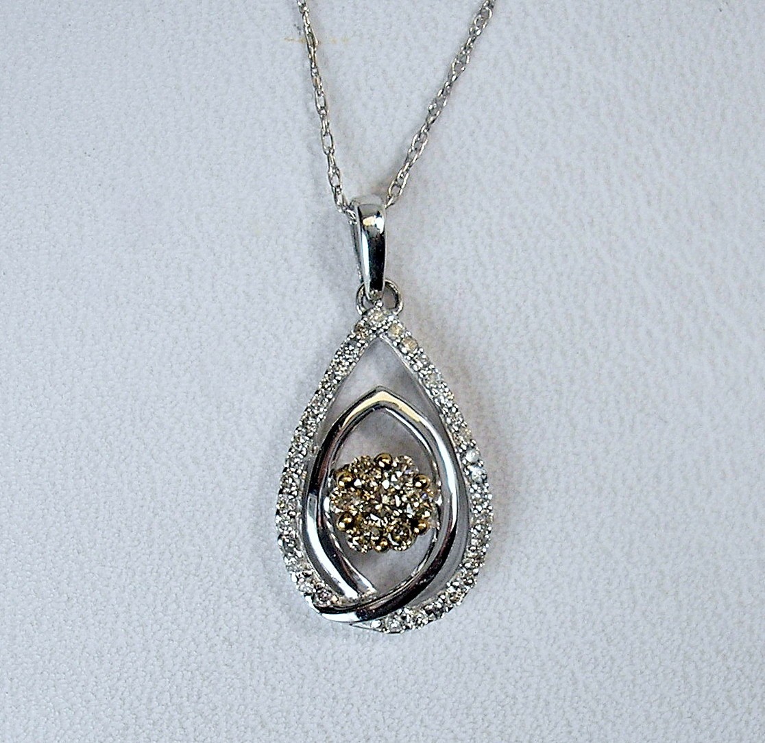 0.30 ctw Natural Fancy Brown & White Diamond 10KW Pendant & Chain Was $895 Video