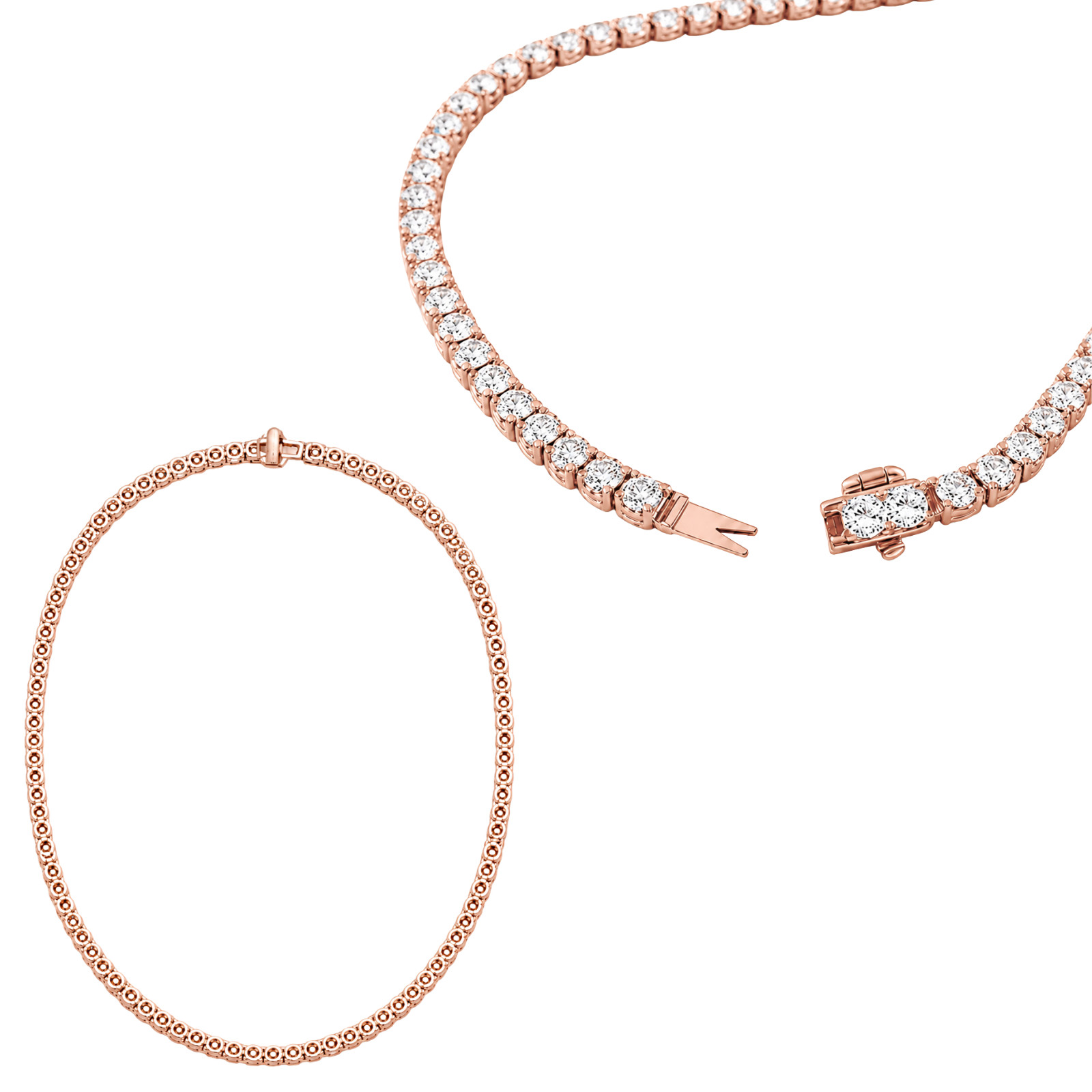 Diamonair 5 CTW Lab Grown Diamond Round Tennis Necklace 14K Rose Gold 18in