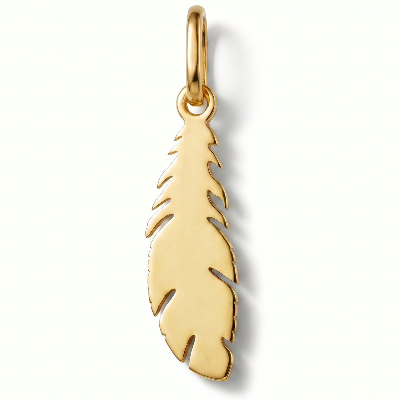 10k Solid Yellow Gold Feather Beautiful Delicate Designer Small Charm Pendant