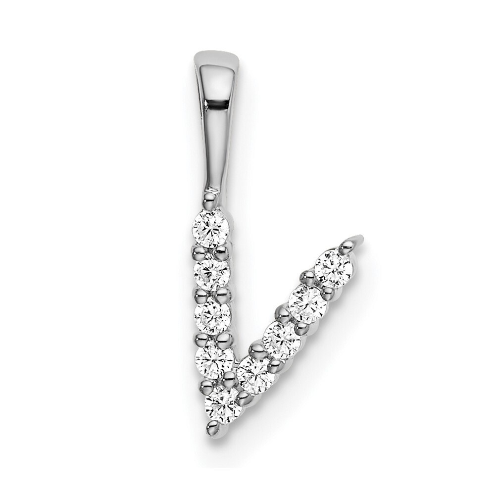 14K White Gold Lab Grown VS/SI FGH Diamond Letter V Initial Pendant for Mom
