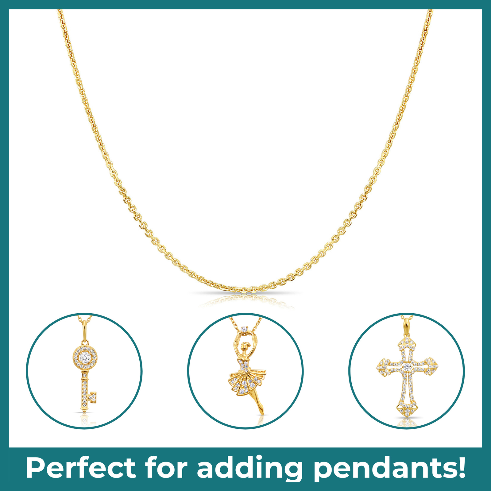14K Real Solid Yellow Gold Diamond-Cut Thin Dainty Cable Chain Necklace 16″-20″