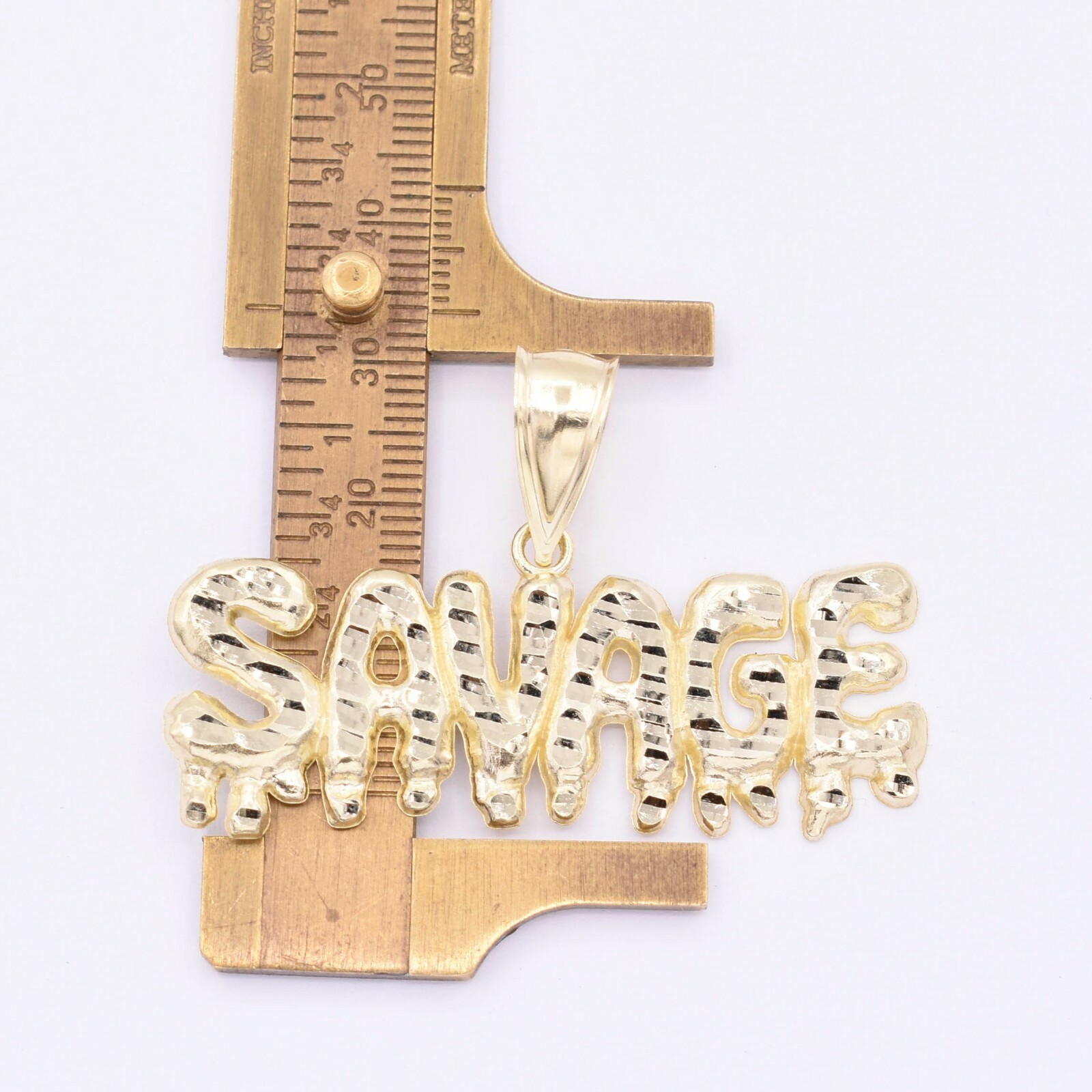 Savage Drop Diamond Cut Nugget Charm Pendant Real Solid 10K Yellow Gold