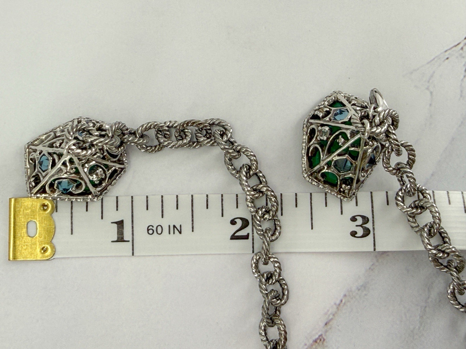 Ellure 925 Green Onyx London Blue & White Topaz Convertible Lariat Necklace