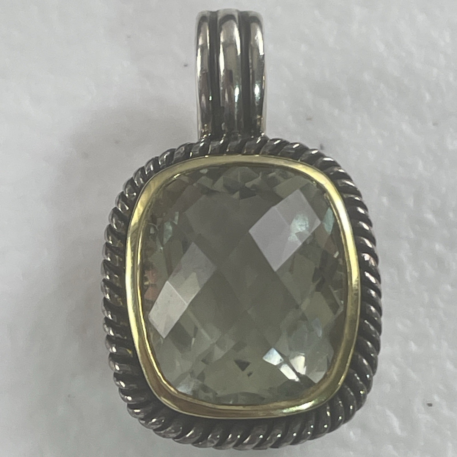 Michelle Albala 925 Silver Prasiolite Cushion Enhancer Cable Link Toggle Chain