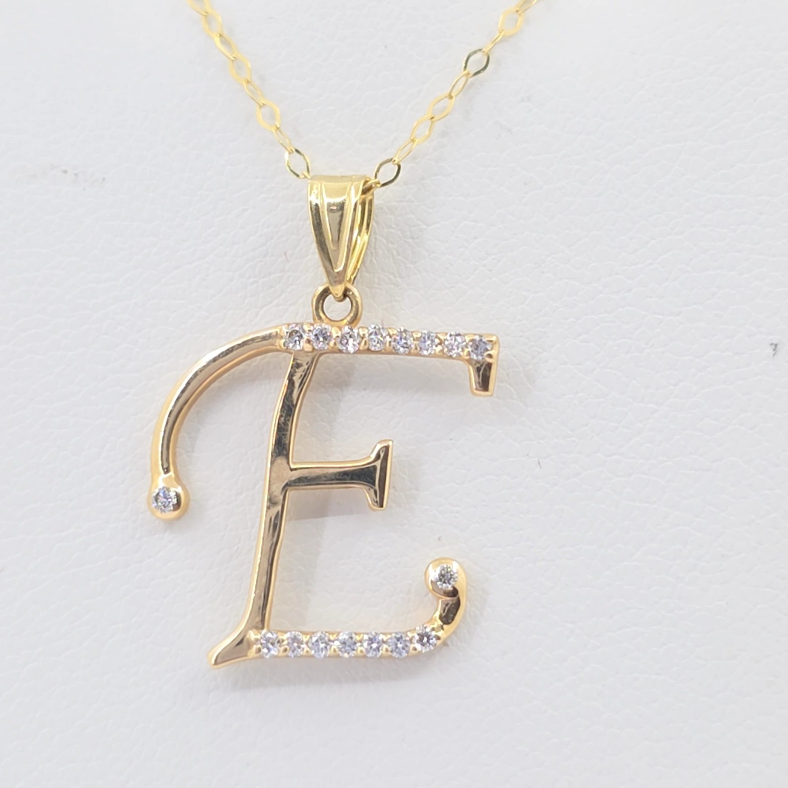 10K Yellow Gold Lab Grown Diamond Initial “E” Pendant – 0.17ctw Round Diamonds